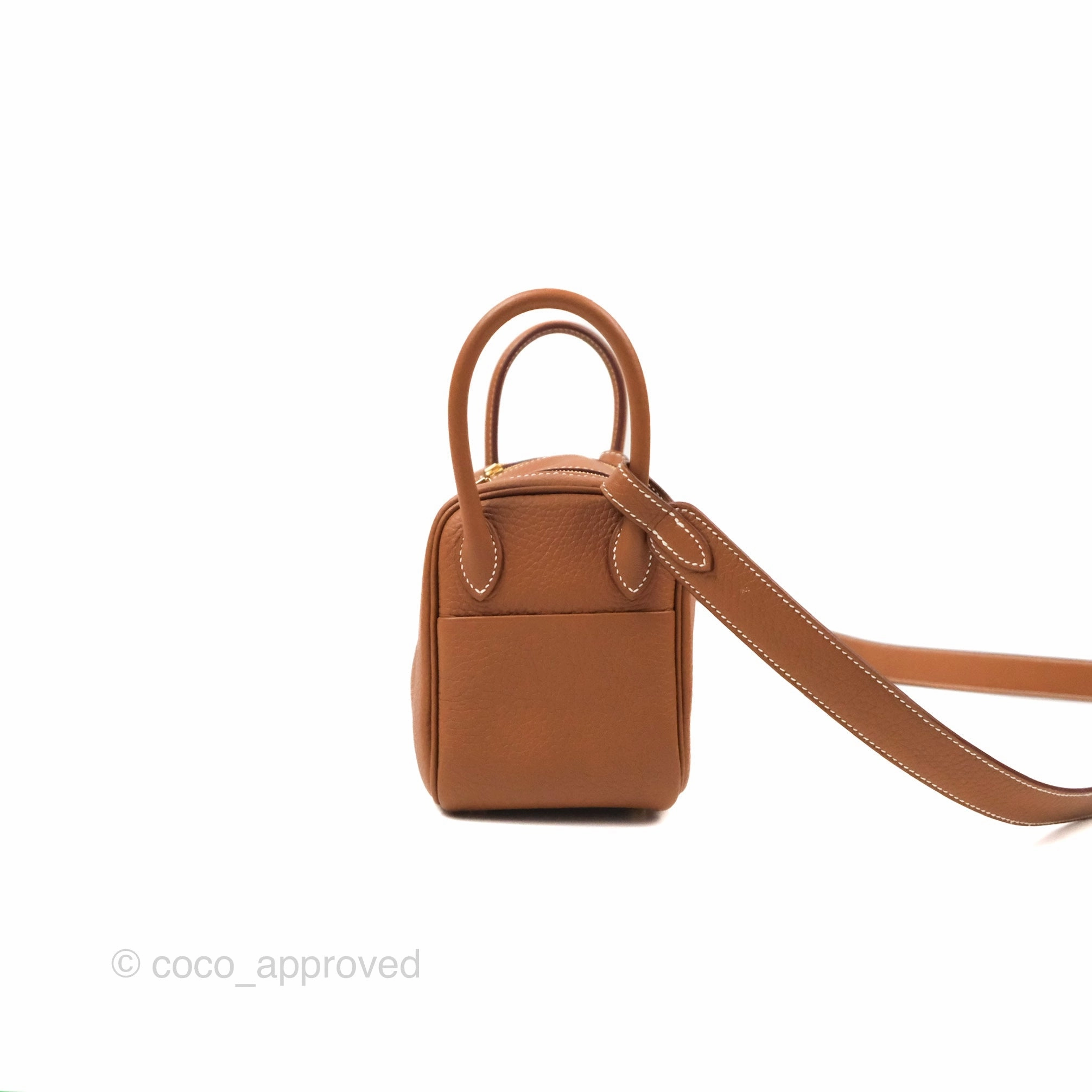 Herms Mini Lindy 20 Gold Clemence Gold Hardware
