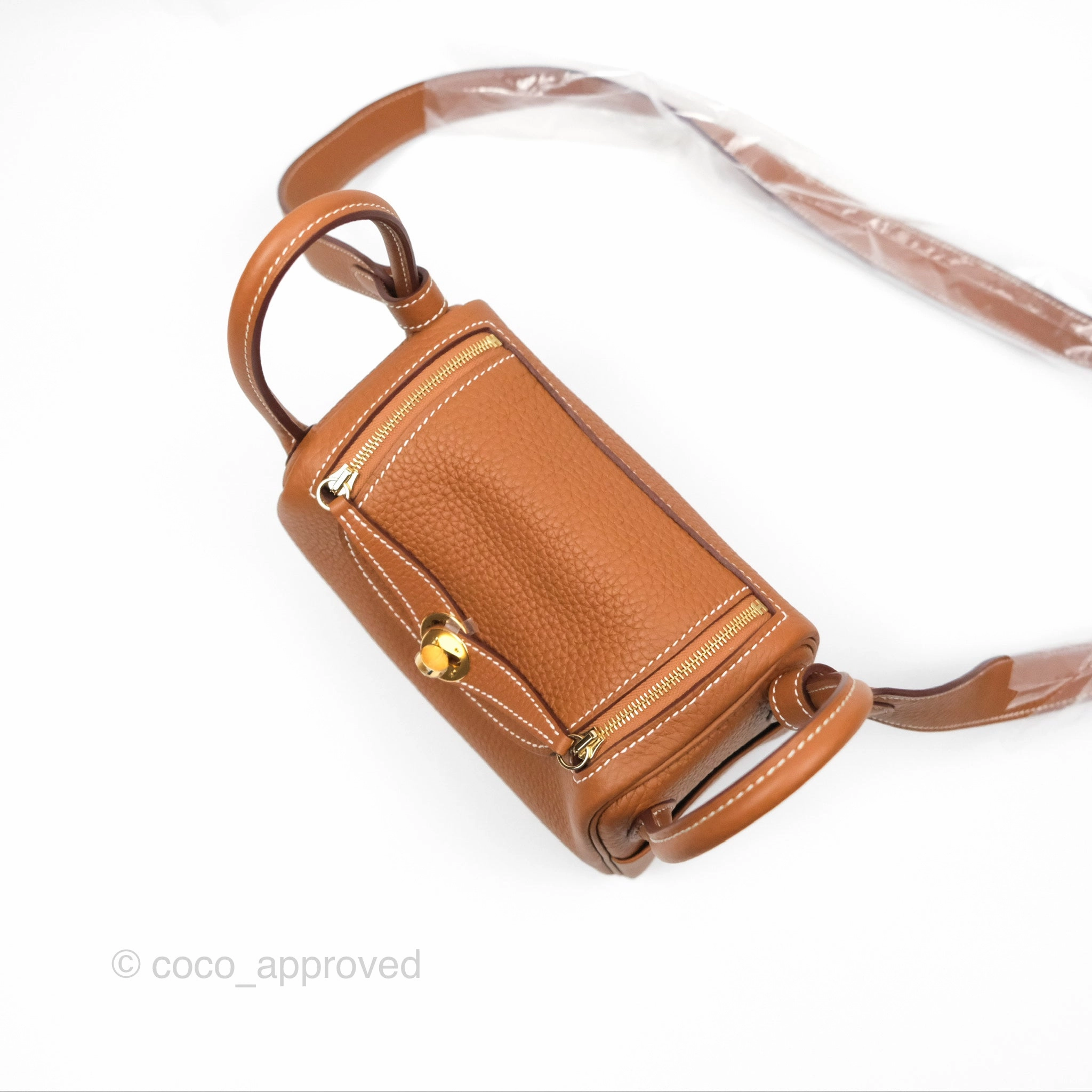 Herms Mini Lindy 20 Gold Clemence Gold Hardware