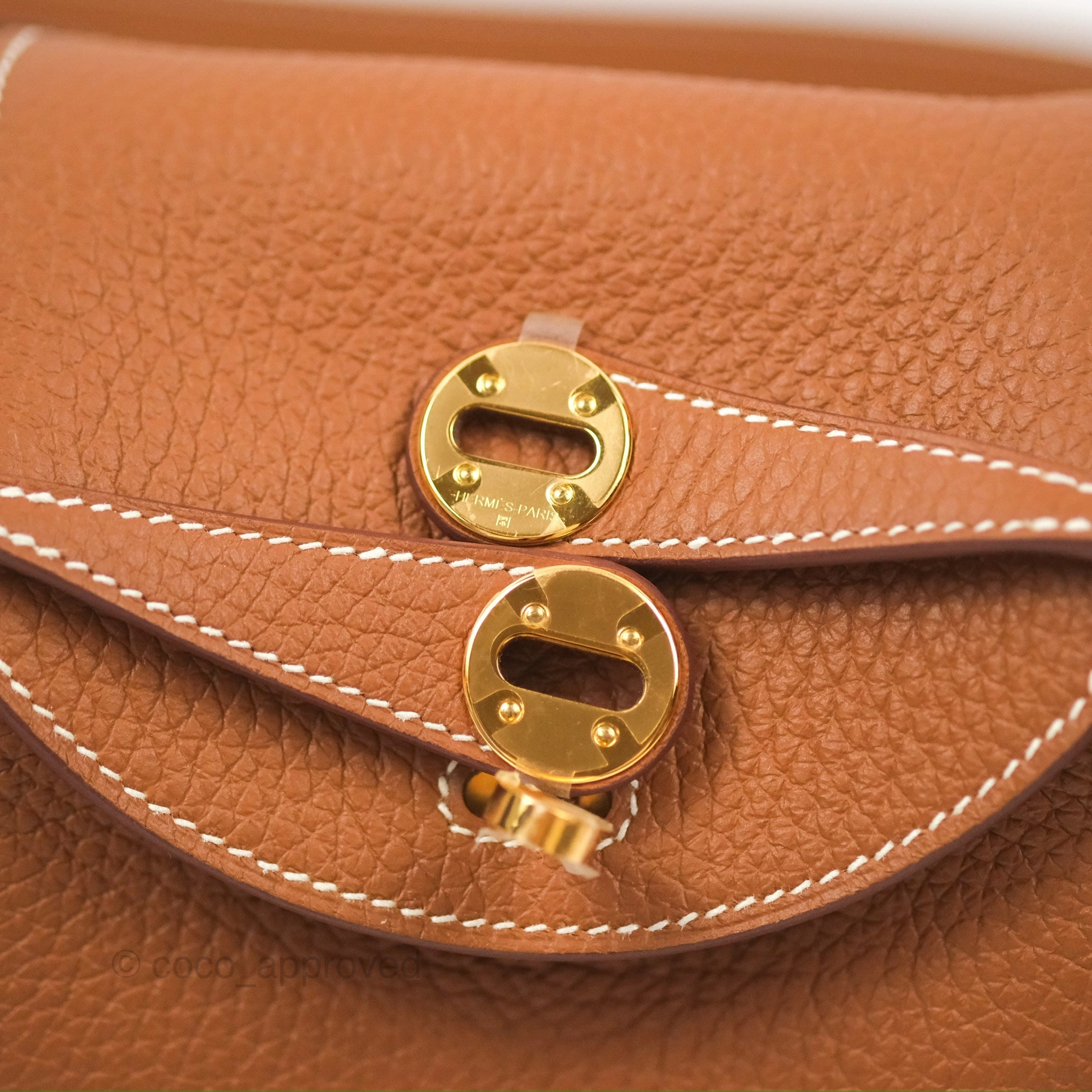 Herms Mini Lindy 20 Gold Clemence Gold Hardware