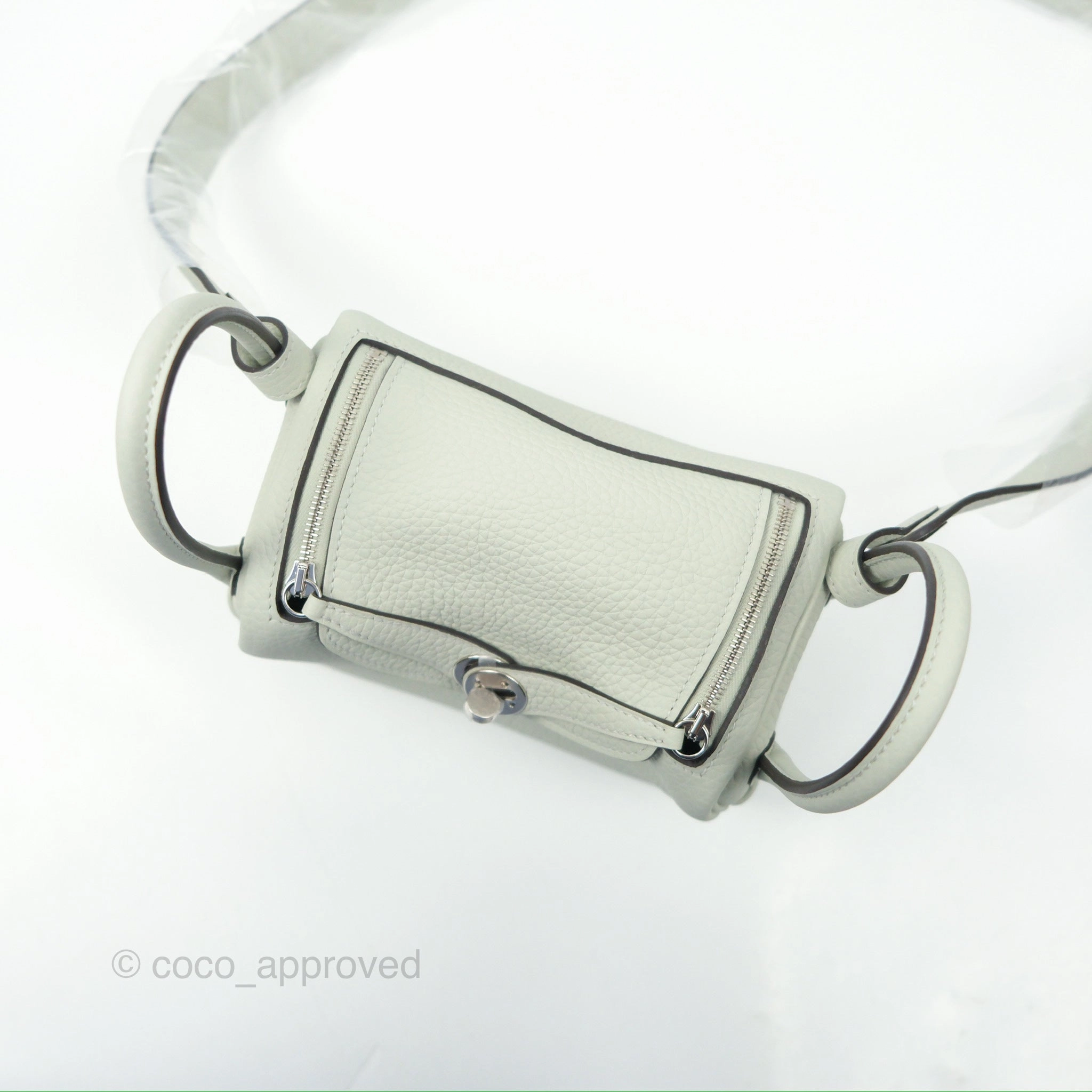 Herms Mini Lindy 20 Gris Neve Clemence Palladium Hardware
