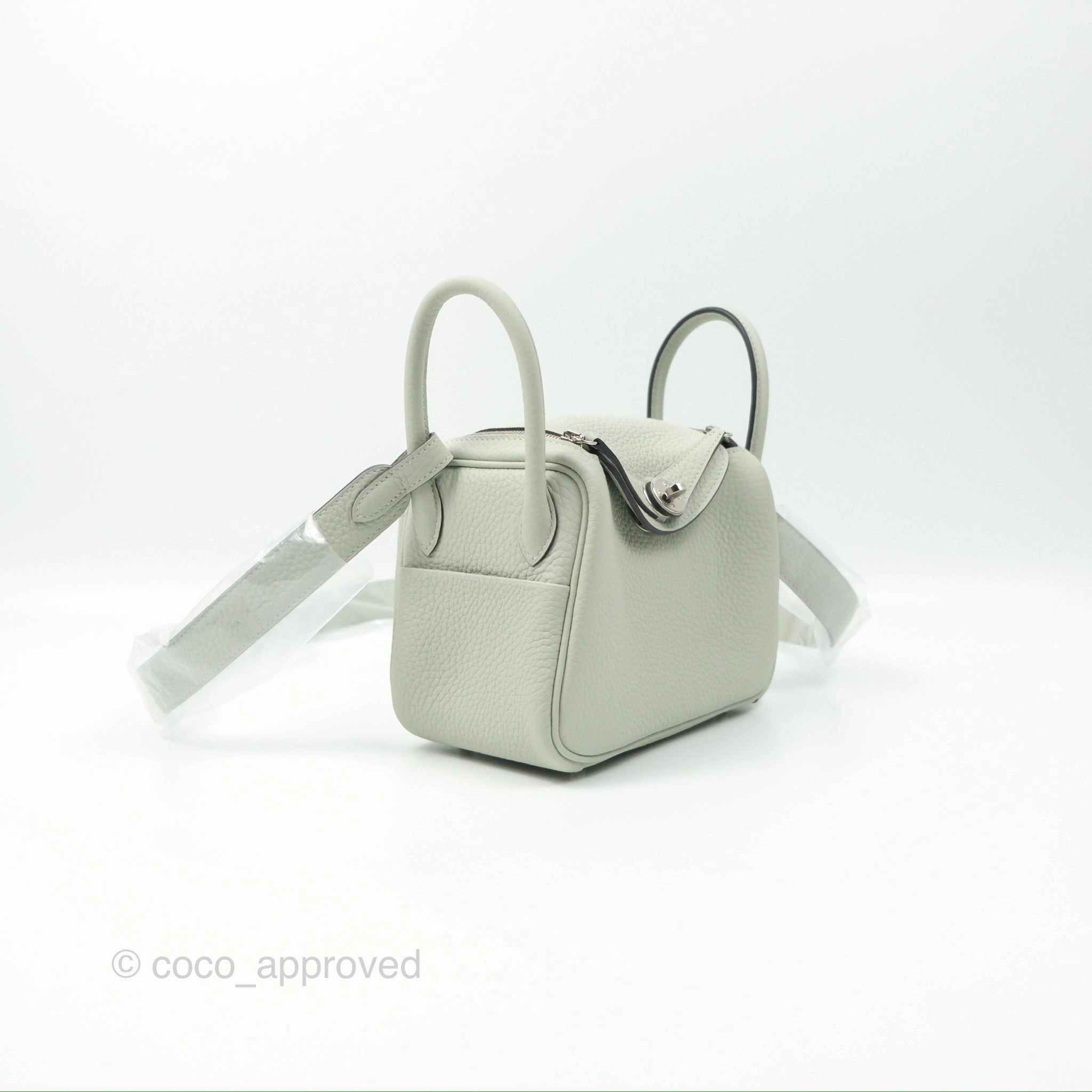 Herms Mini Lindy 20 Gris Neve Clemence Palladium Hardware