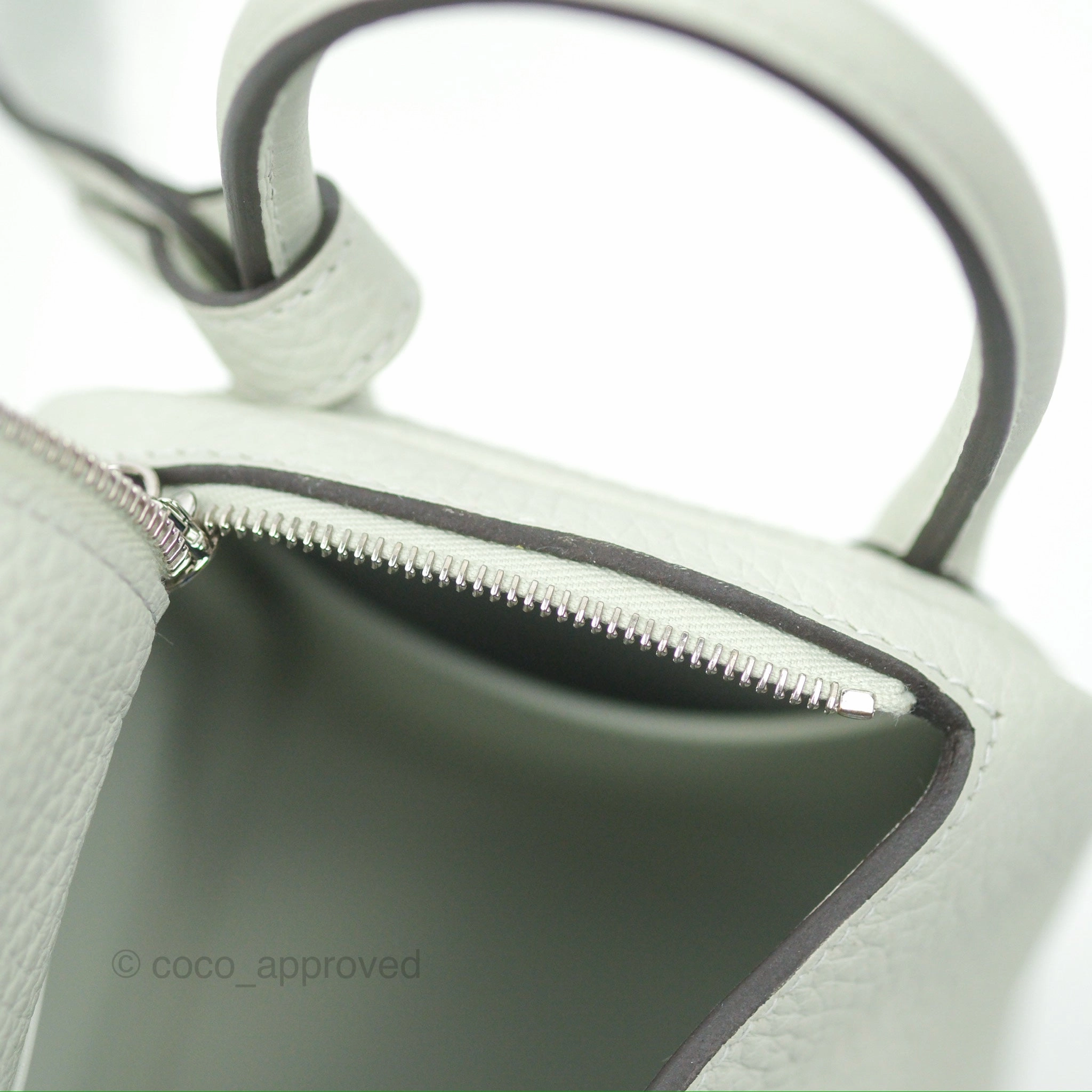 Herms Mini Lindy 20 Gris Neve Clemence Palladium Hardware