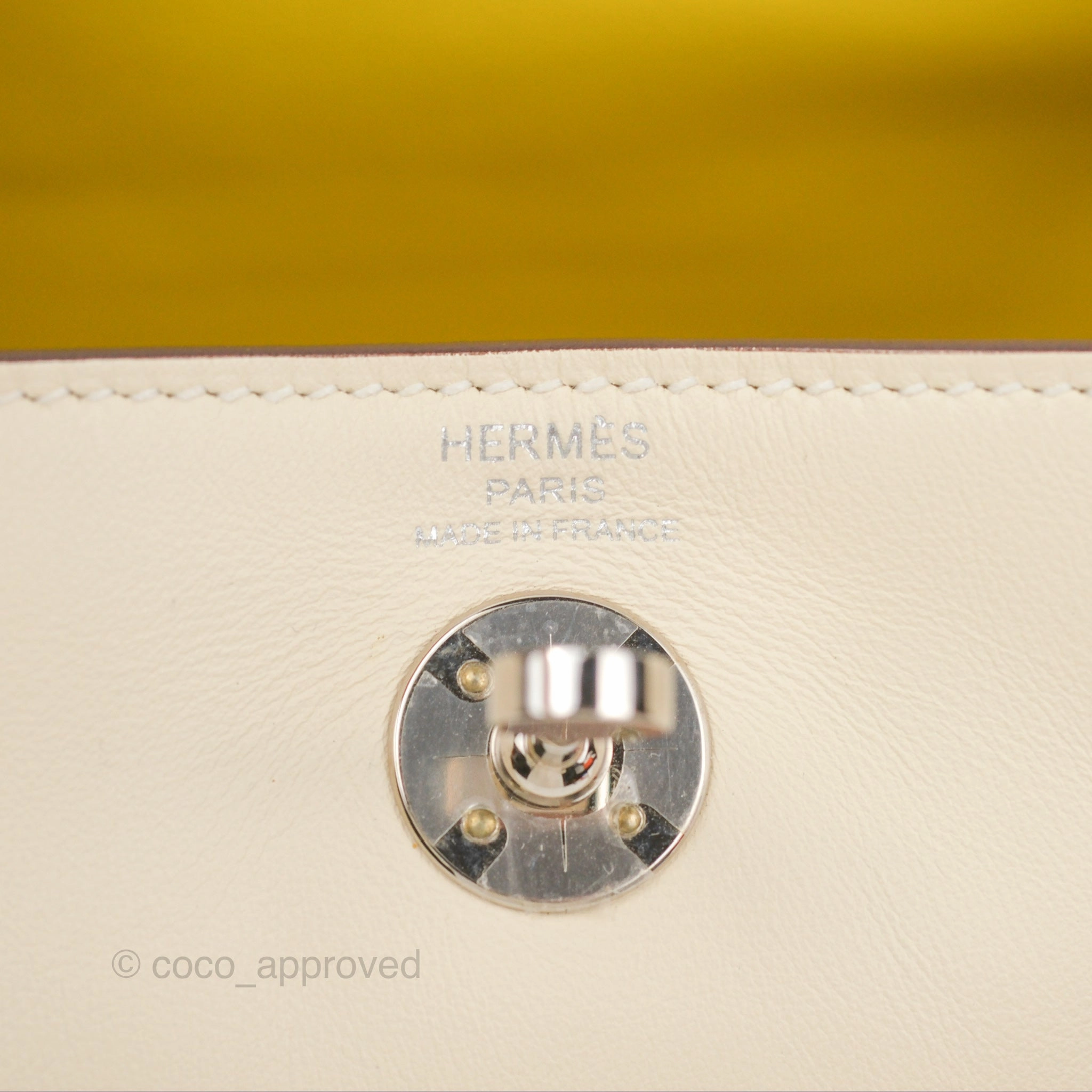 Herms Mini Lindy 20 Nata/ Lime Swift Palladium Hardware