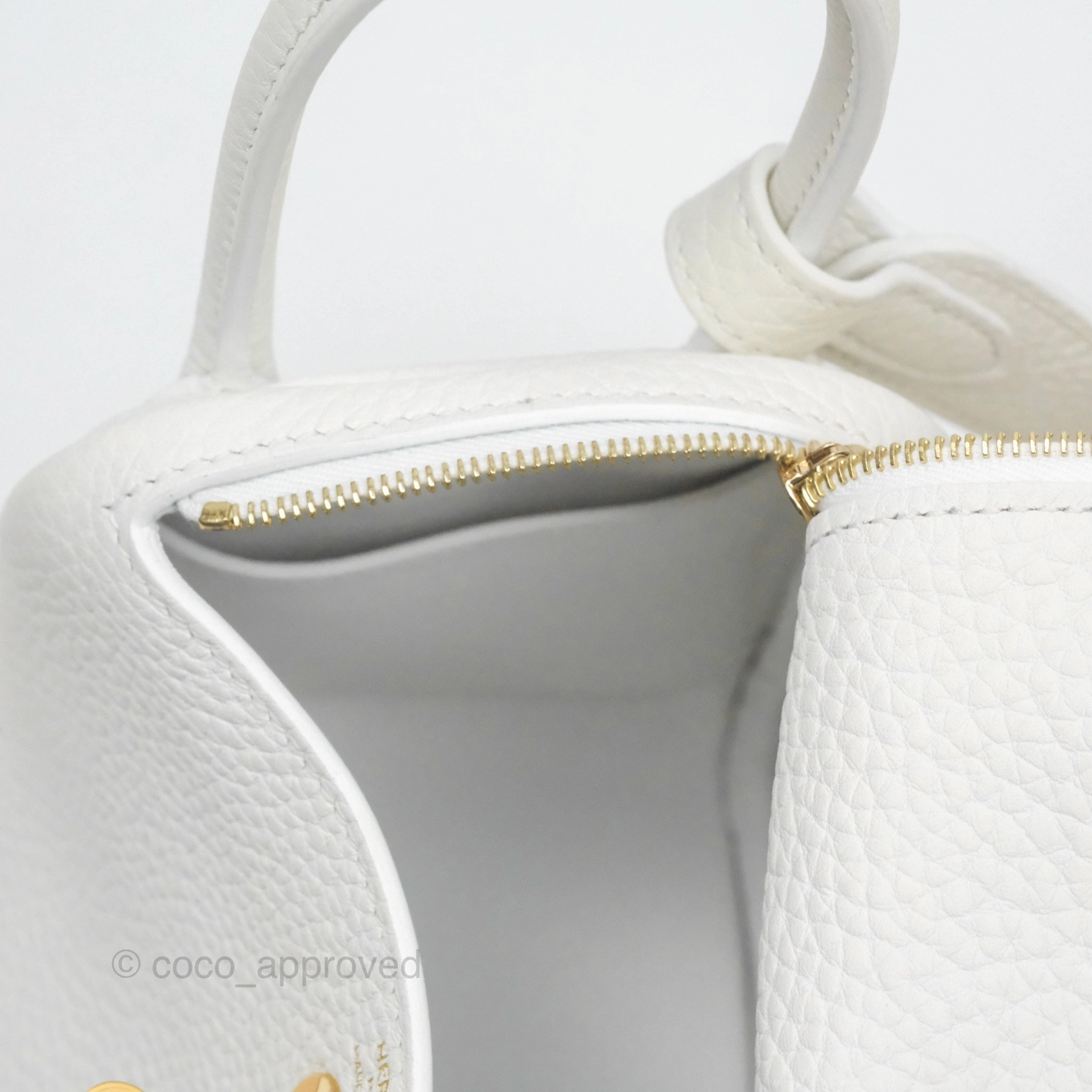 Herms Mini Lindy 20 New White 0U Clemence Gold Hardware