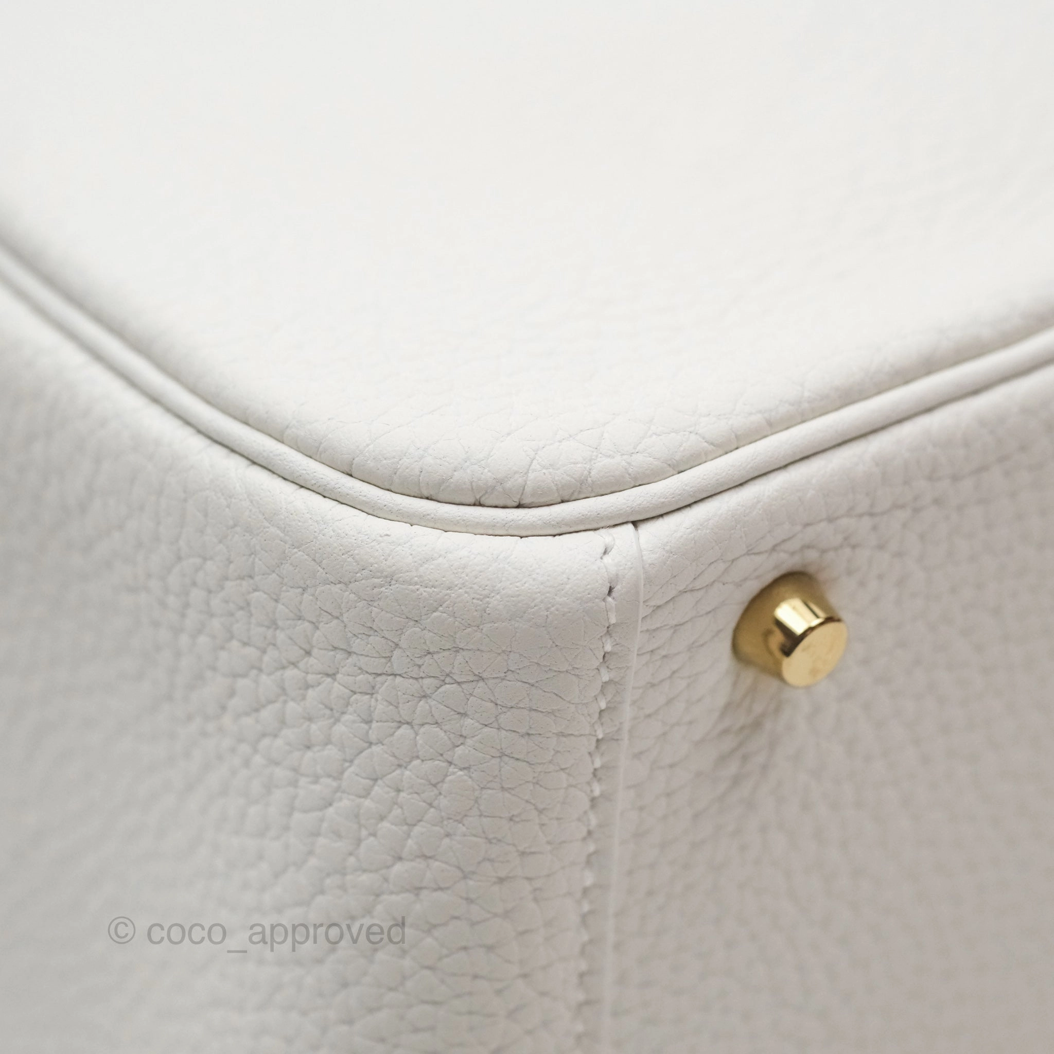 Herms Mini Lindy 20 New White 0U Clemence Gold Hardware