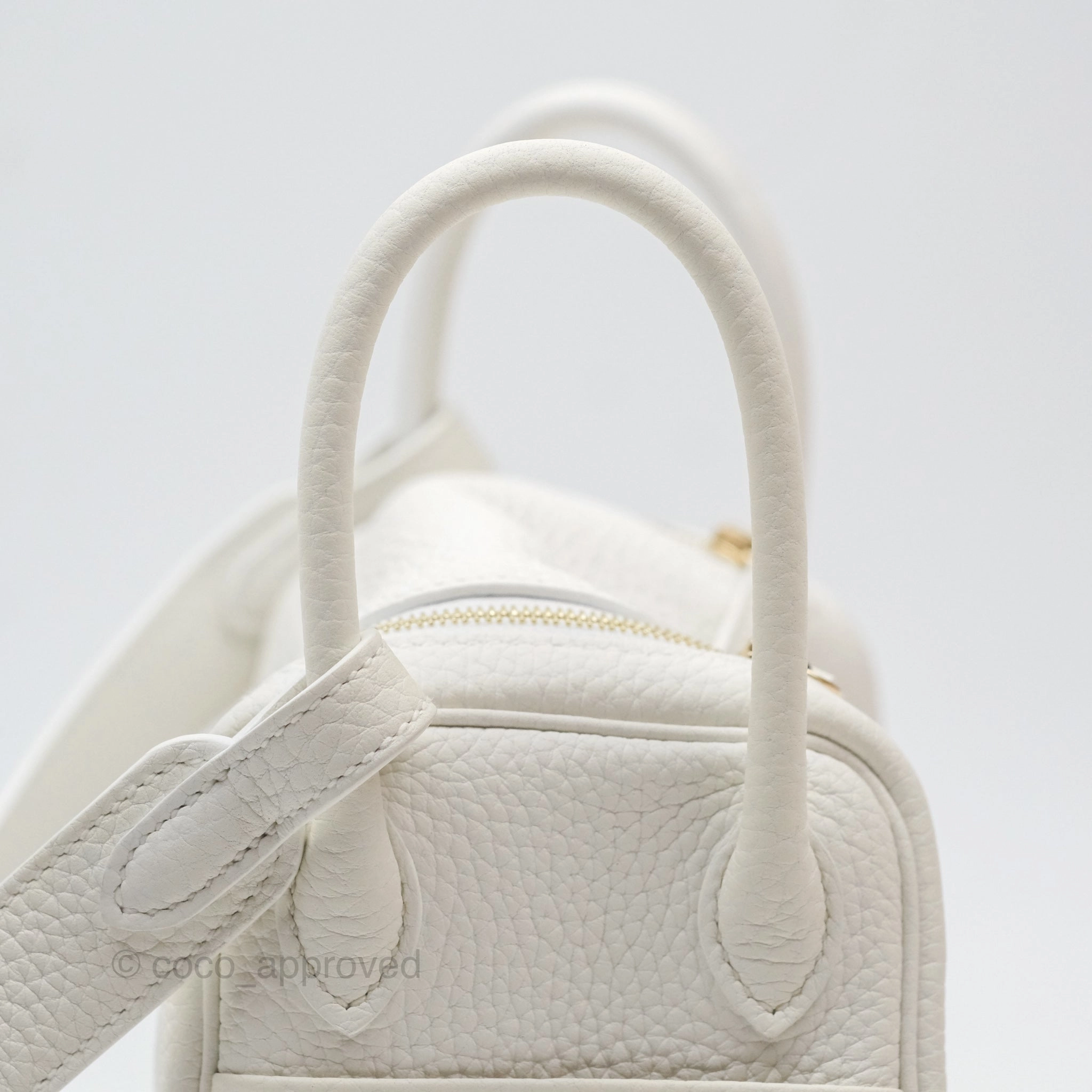 Herms Mini Lindy 20 New White 0U Clemence Gold Hardware