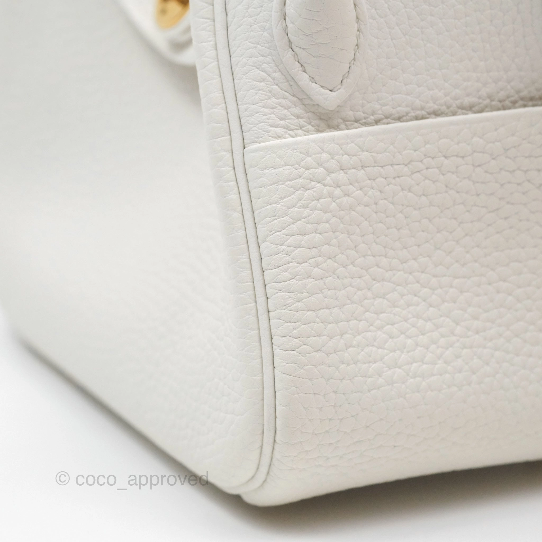 Herms Mini Lindy 20 New White 0U Clemence Gold Hardware