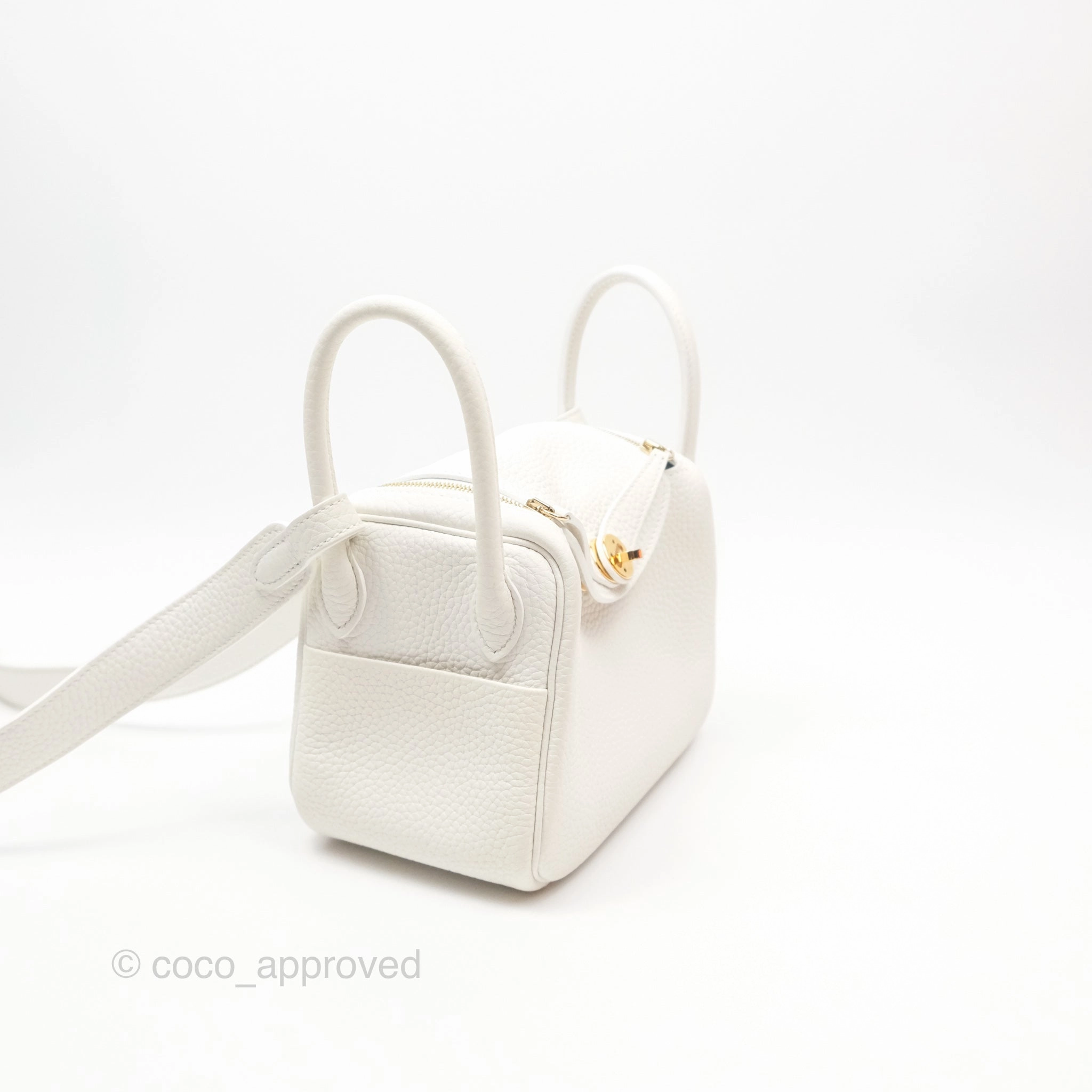 Herms Mini Lindy 20 New White 0U Clemence Gold Hardware