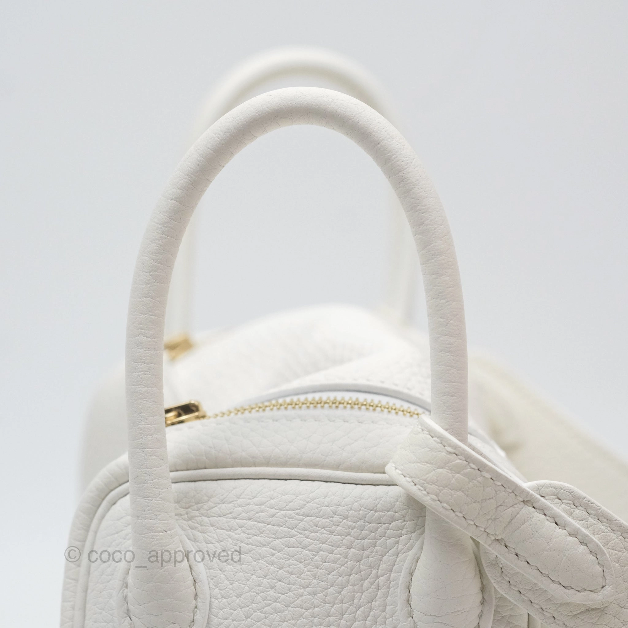 Herms Mini Lindy 20 New White 0U Clemence Gold Hardware