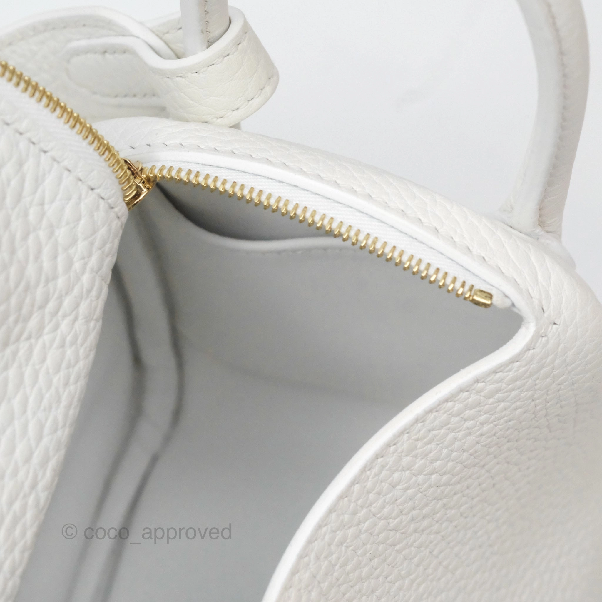 Herms Mini Lindy 20 New White 0U Clemence Gold Hardware