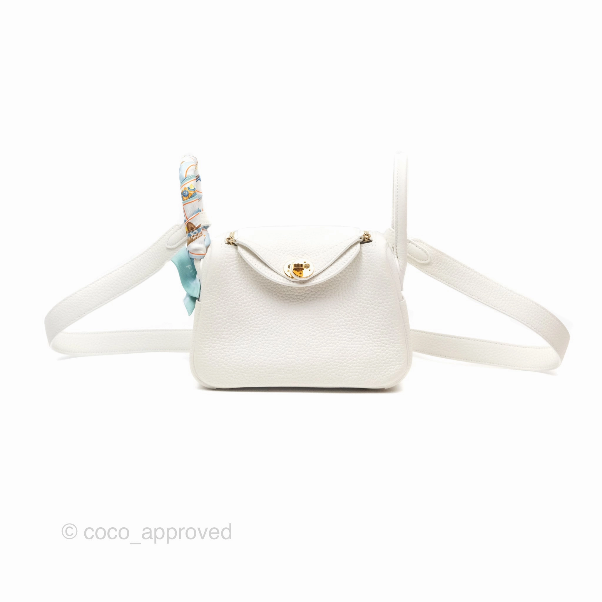 Herms Mini Lindy 20 New White 0U Clemence Gold Hardware