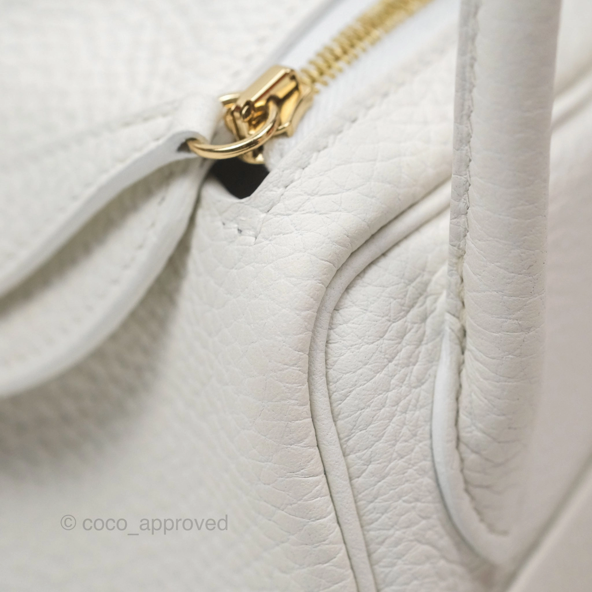 Herms Mini Lindy 20 New White 0U Clemence Gold Hardware