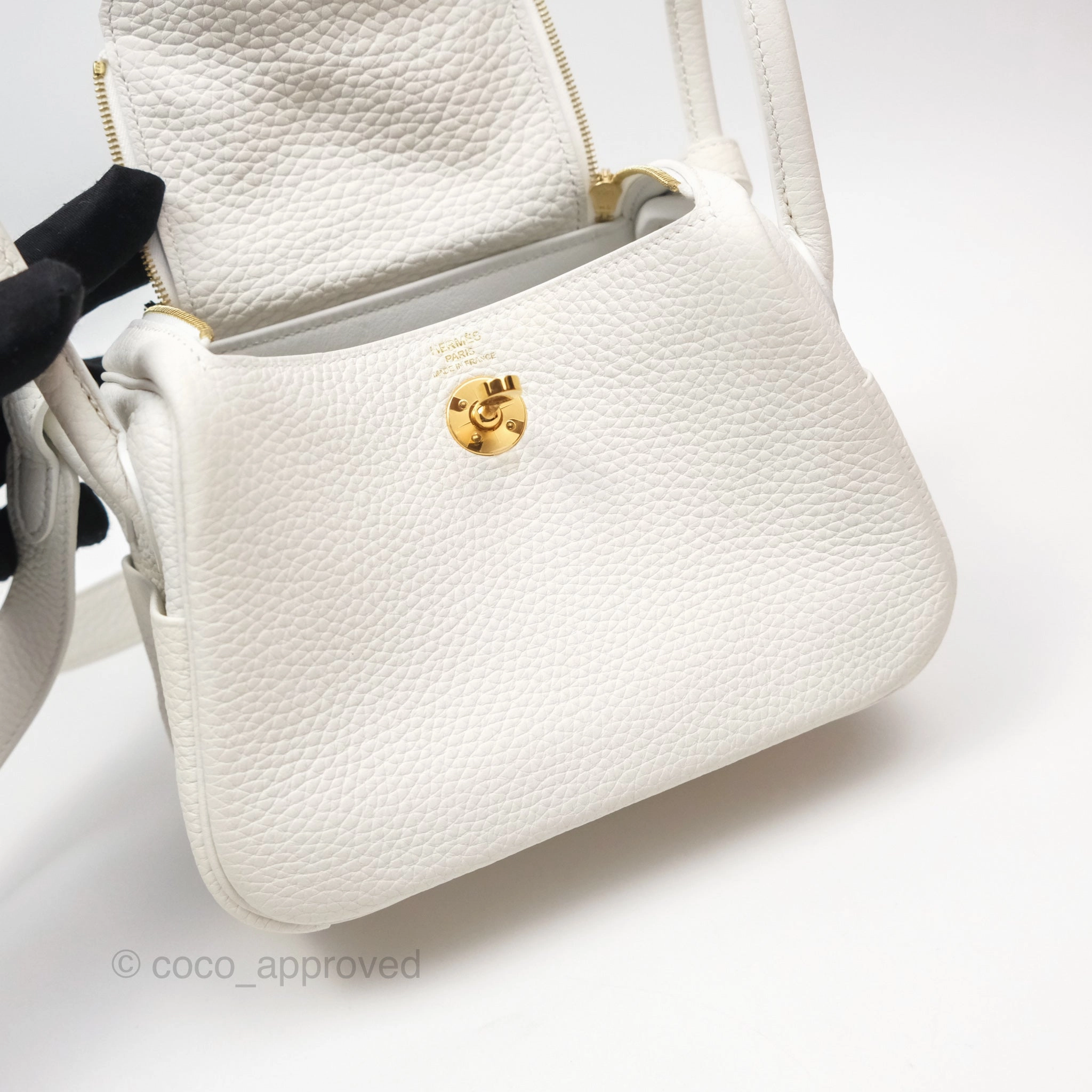 Herms Mini Lindy 20 New White 0U Clemence Gold Hardware