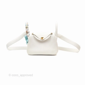 Herms Mini Lindy 20 New White 0U Clemence Gold Hardware