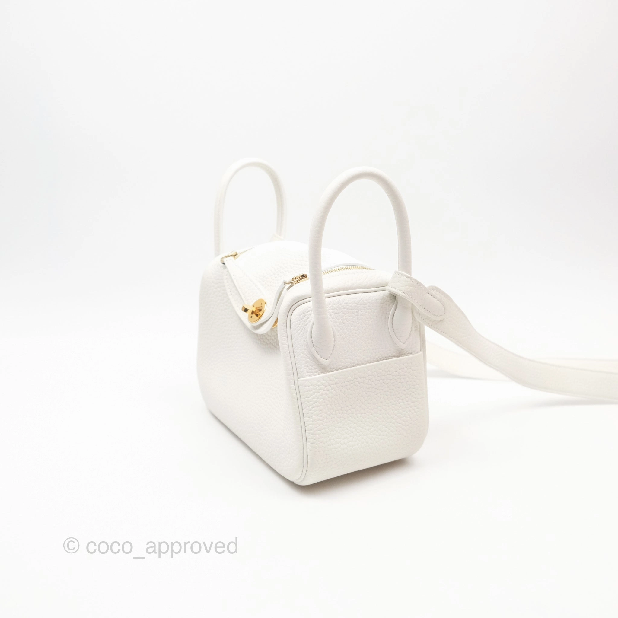 Herms Mini Lindy 20 New White 0U Clemence Gold Hardware