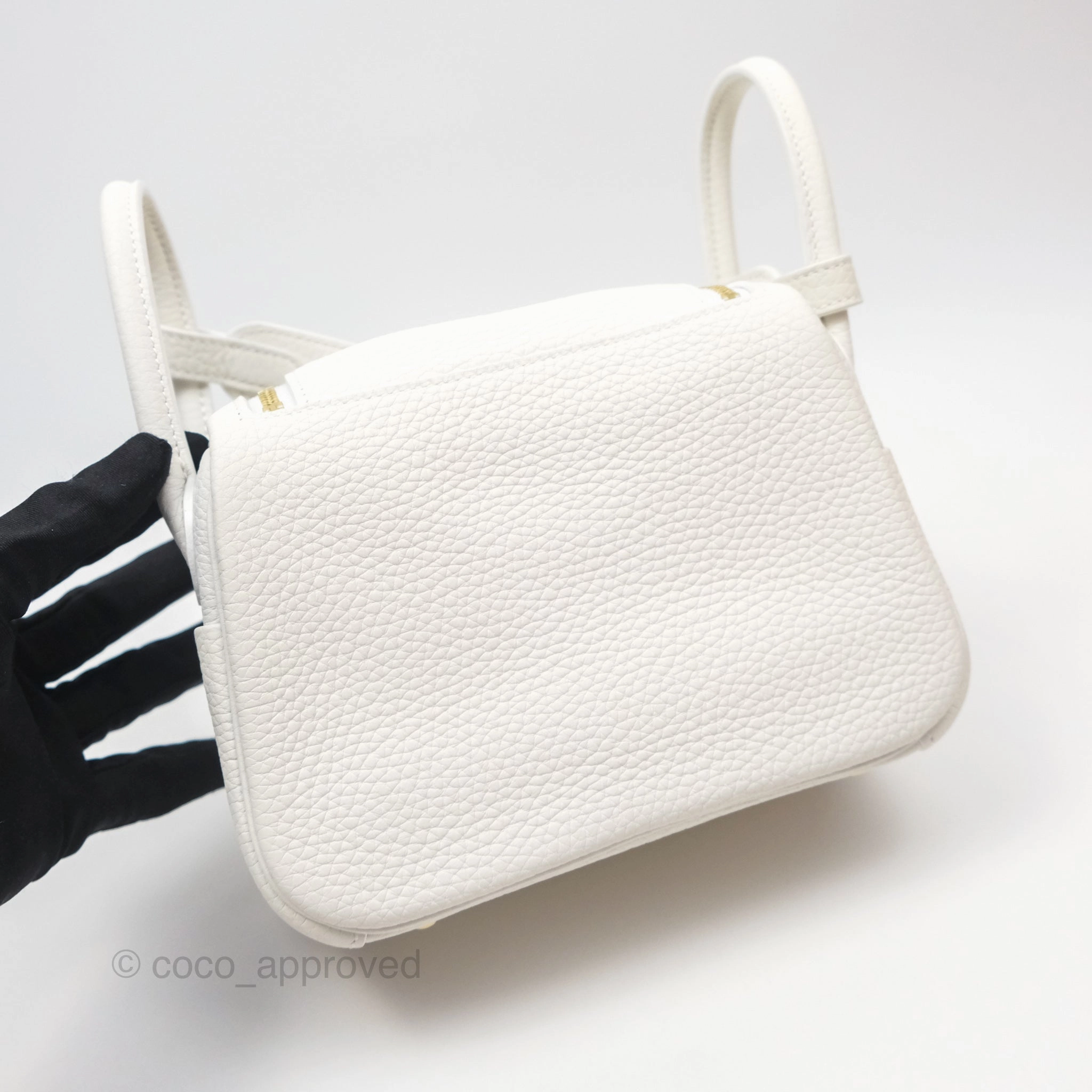 Herms Mini Lindy 20 New White 0U Clemence Gold Hardware