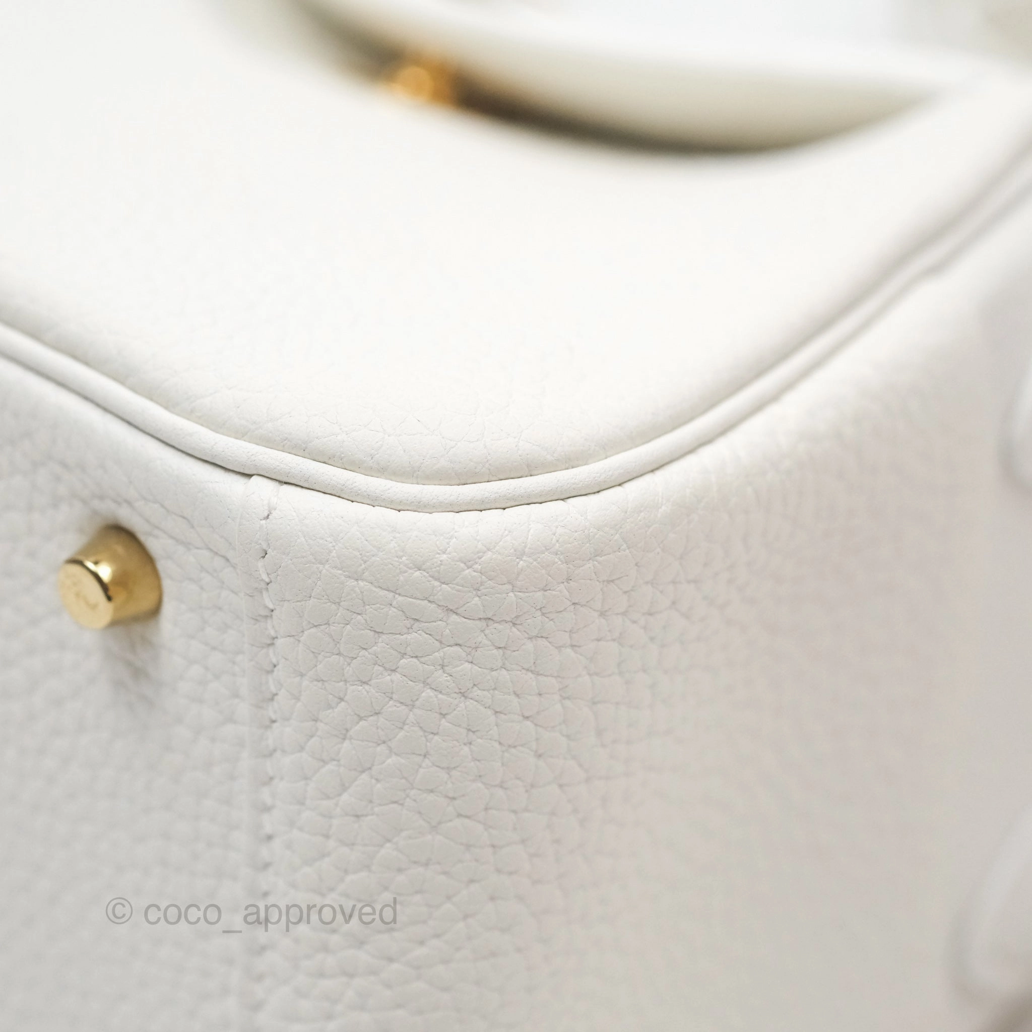 Herms Mini Lindy 20 New White 0U Clemence Gold Hardware