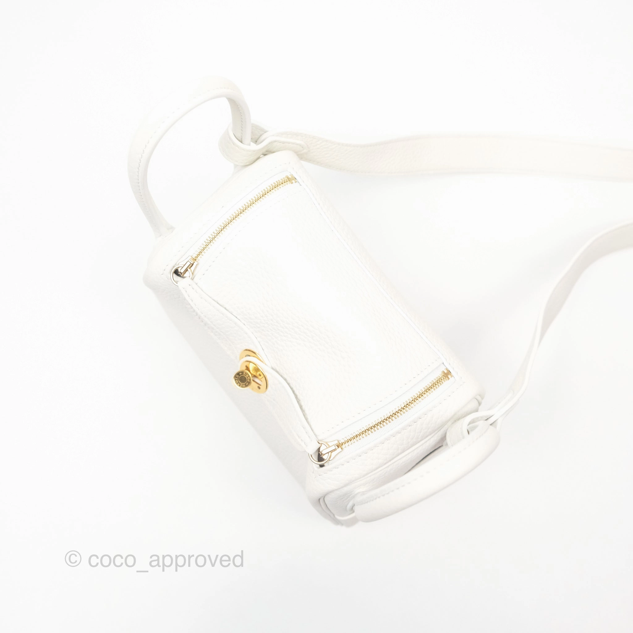 Herms Mini Lindy 20 New White 0U Clemence Gold Hardware
