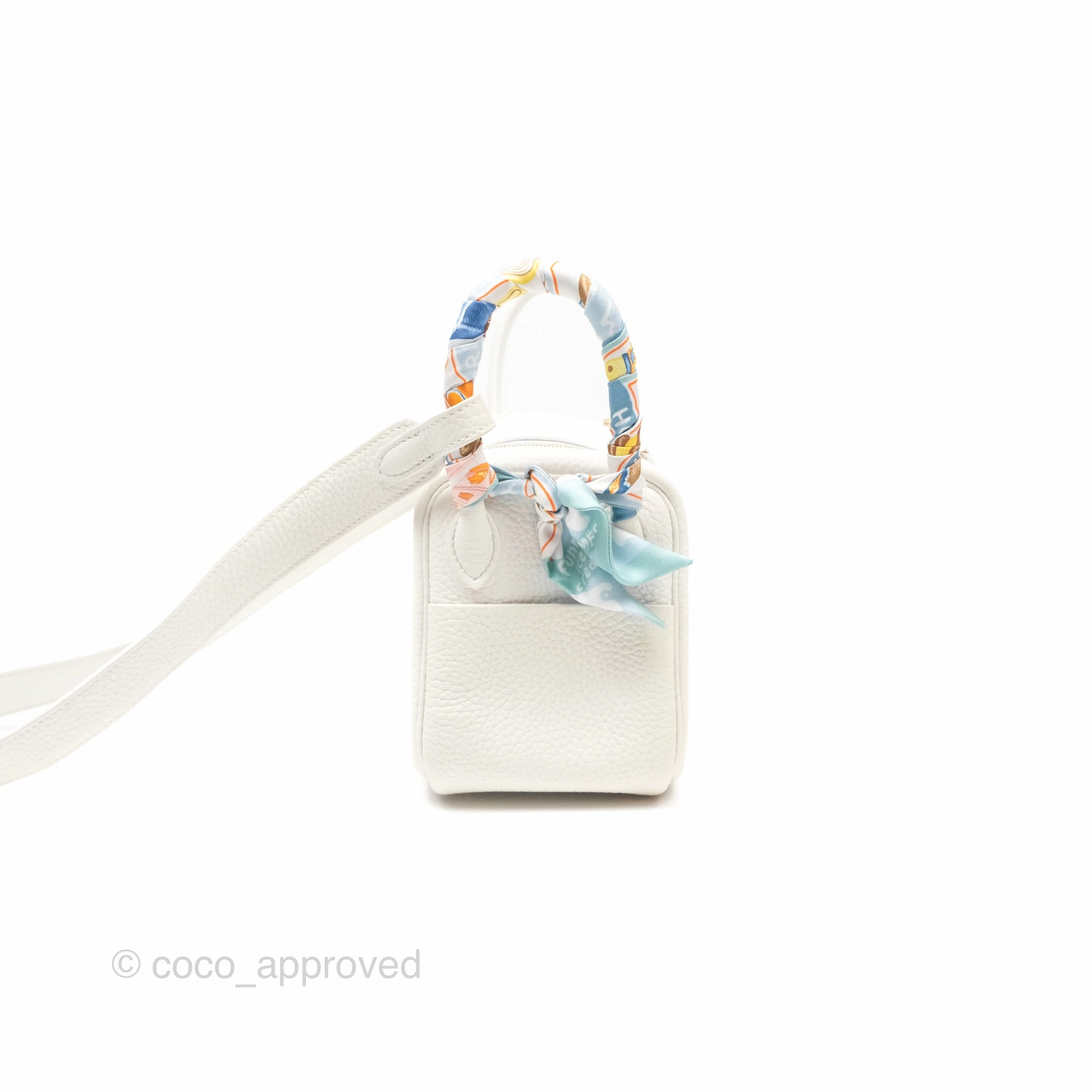 Herms Mini Lindy 20 New White 0U Clemence Gold Hardware
