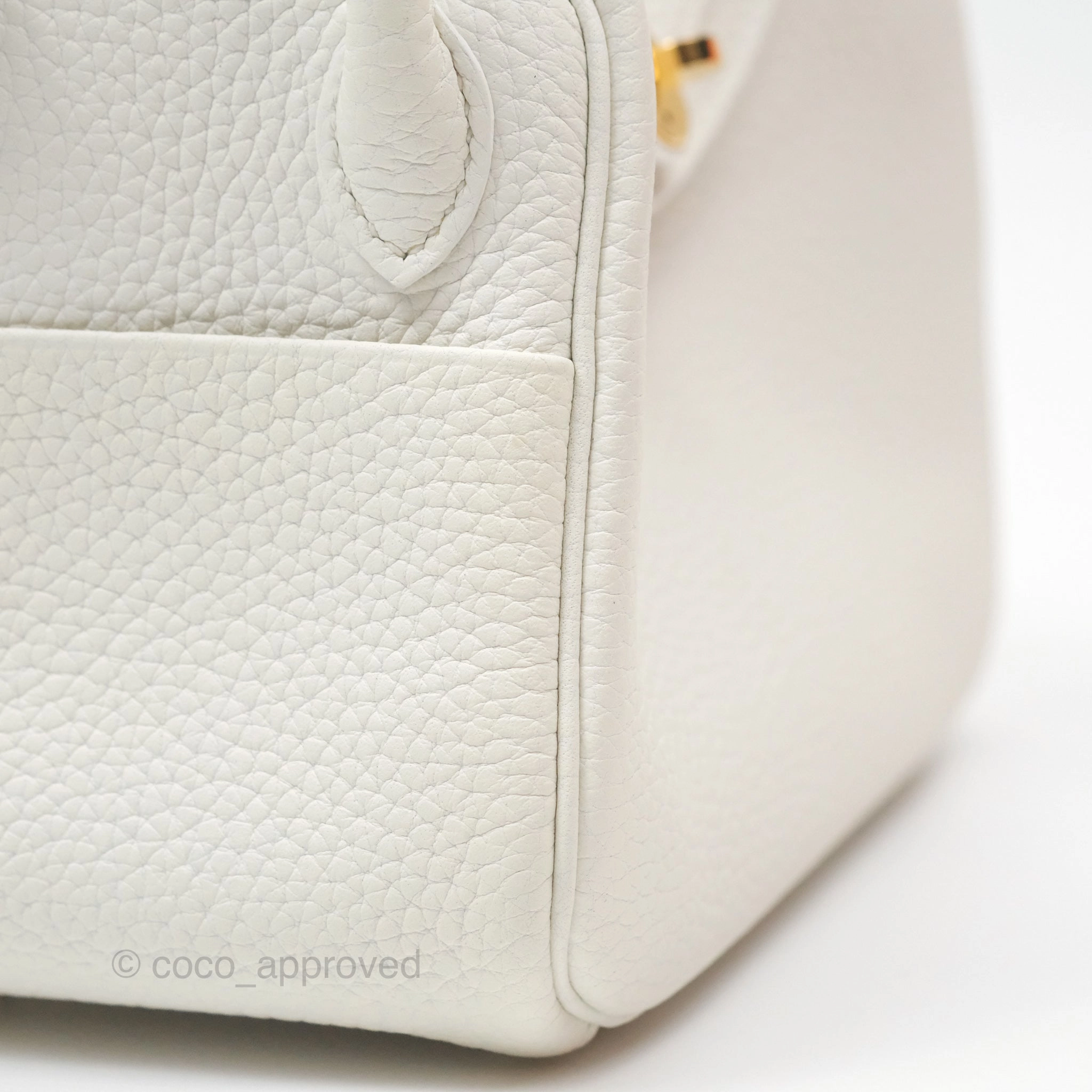 Herms Mini Lindy 20 New White 0U Clemence Gold Hardware