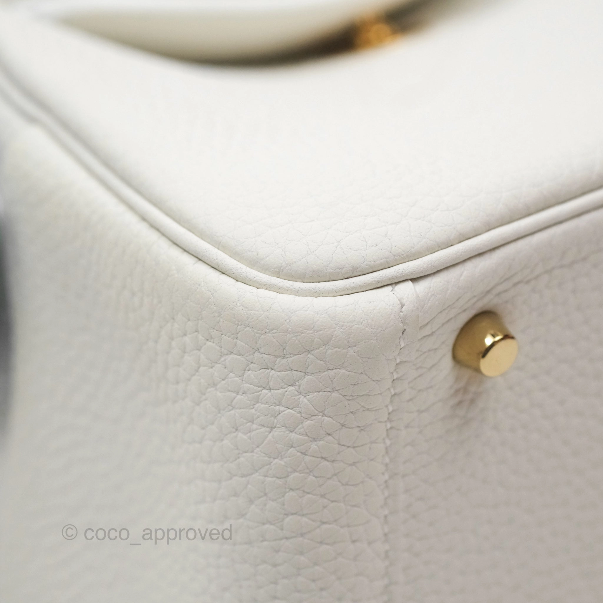Herms Mini Lindy 20 New White 0U Clemence Gold Hardware