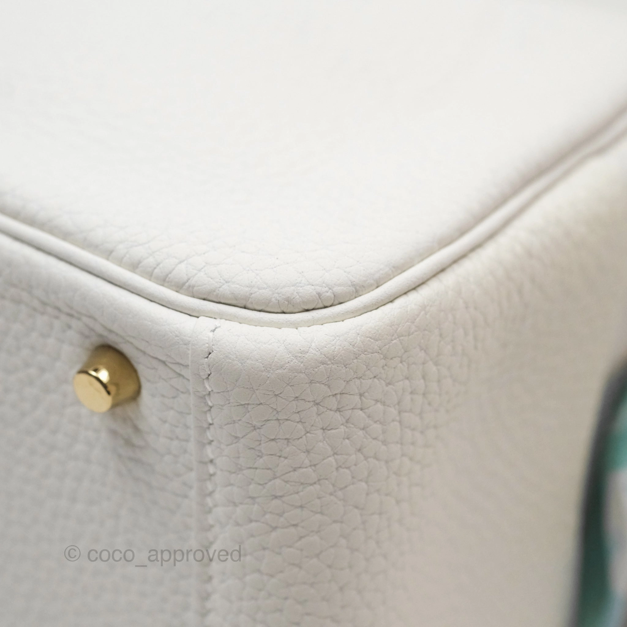 Herms Mini Lindy 20 New White 0U Clemence Gold Hardware