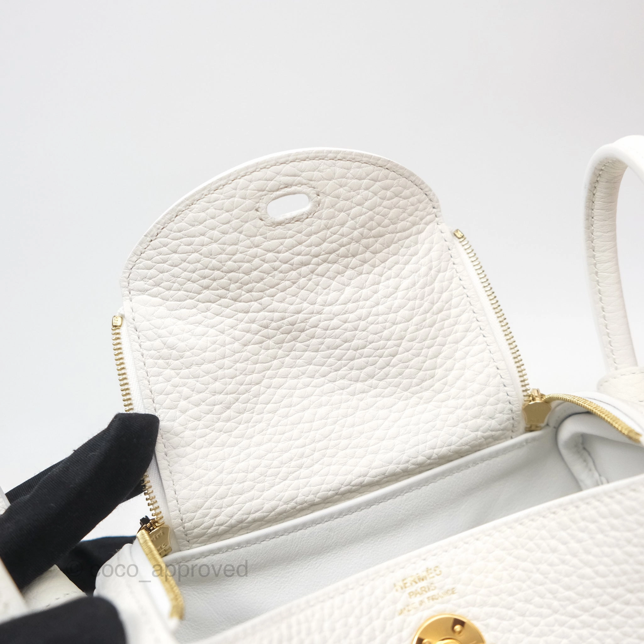 Herms Mini Lindy 20 New White 0U Clemence Gold Hardware