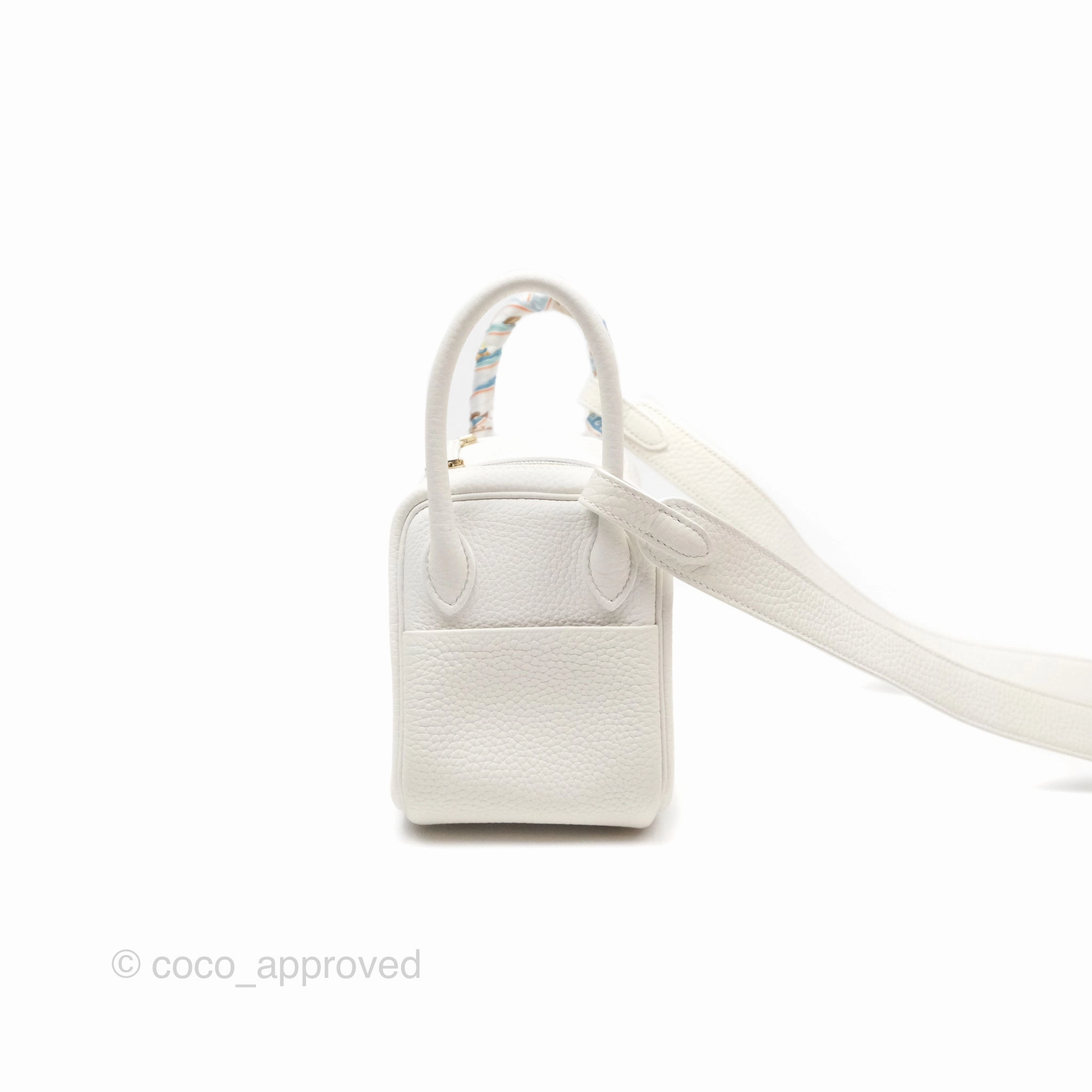Herms Mini Lindy 20 New White 0U Clemence Gold Hardware