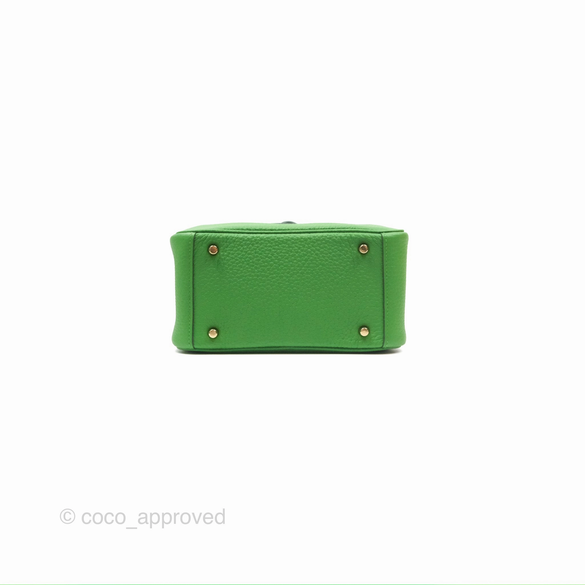 Herms Mini Lindy 20 Vert Yucca A8 Clemence Gold Hardware