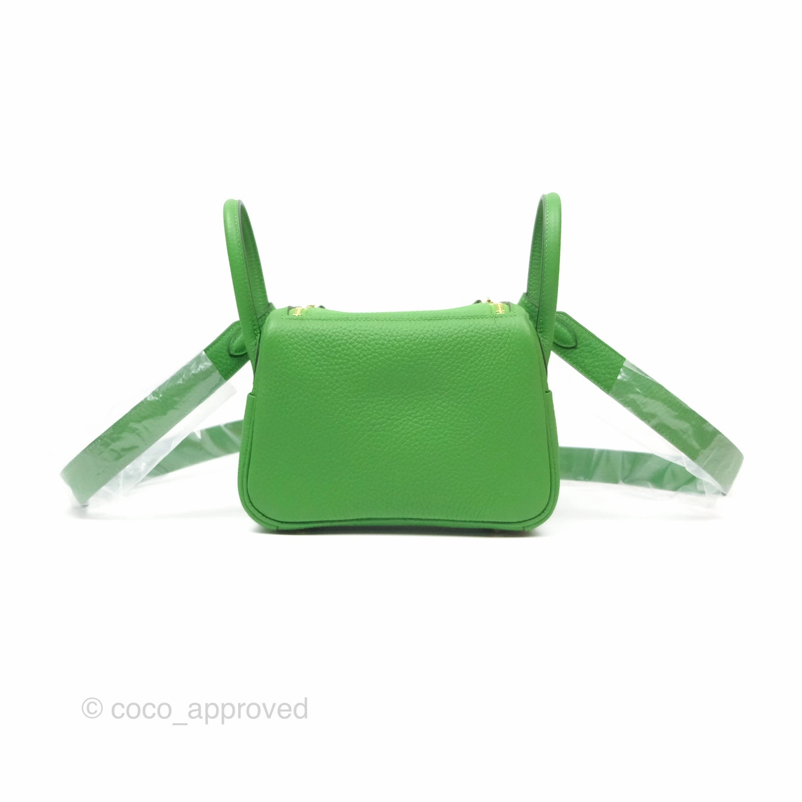 Herms Mini Lindy 20 Vert Yucca A8 Clemence Gold Hardware