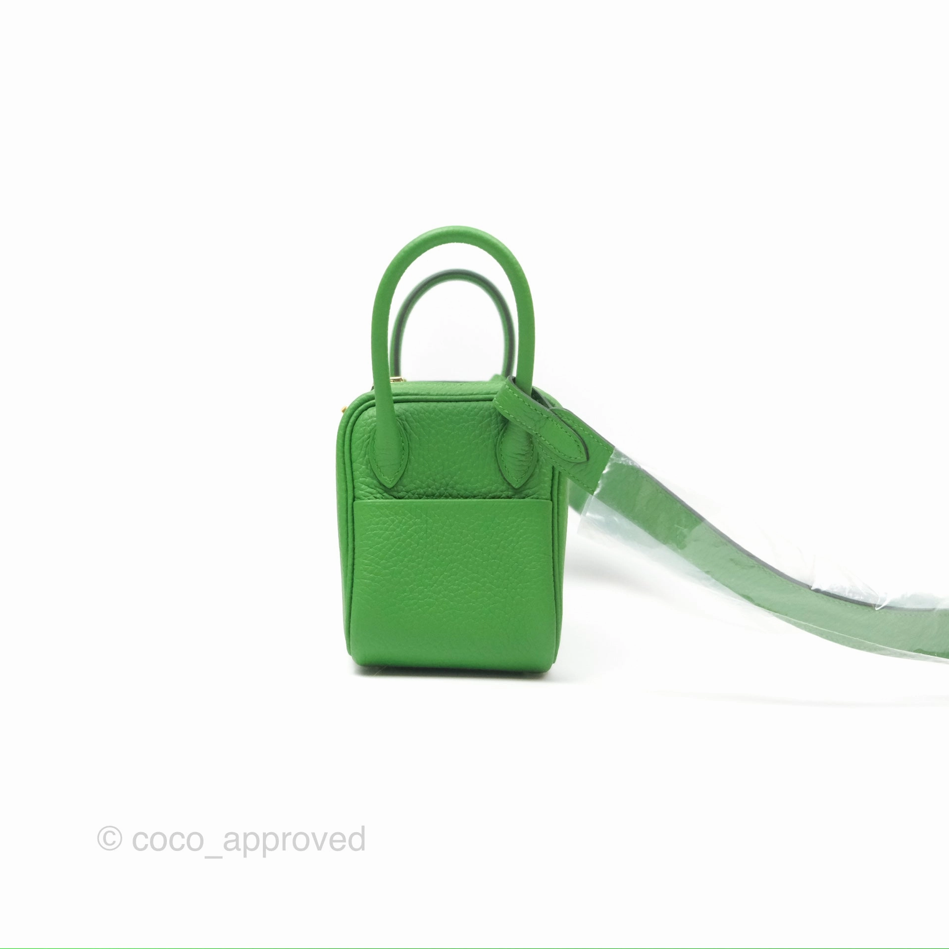 Herms Mini Lindy 20 Vert Yucca A8 Clemence Gold Hardware