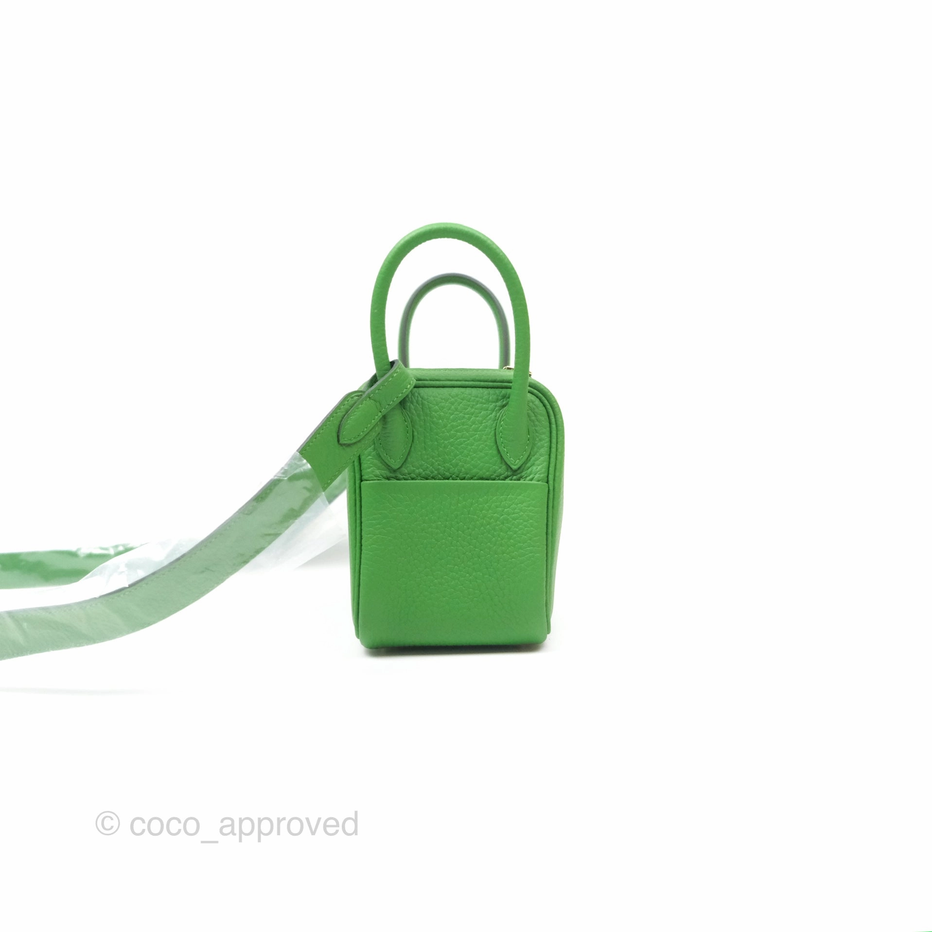 Herms Mini Lindy 20 Vert Yucca A8 Clemence Gold Hardware