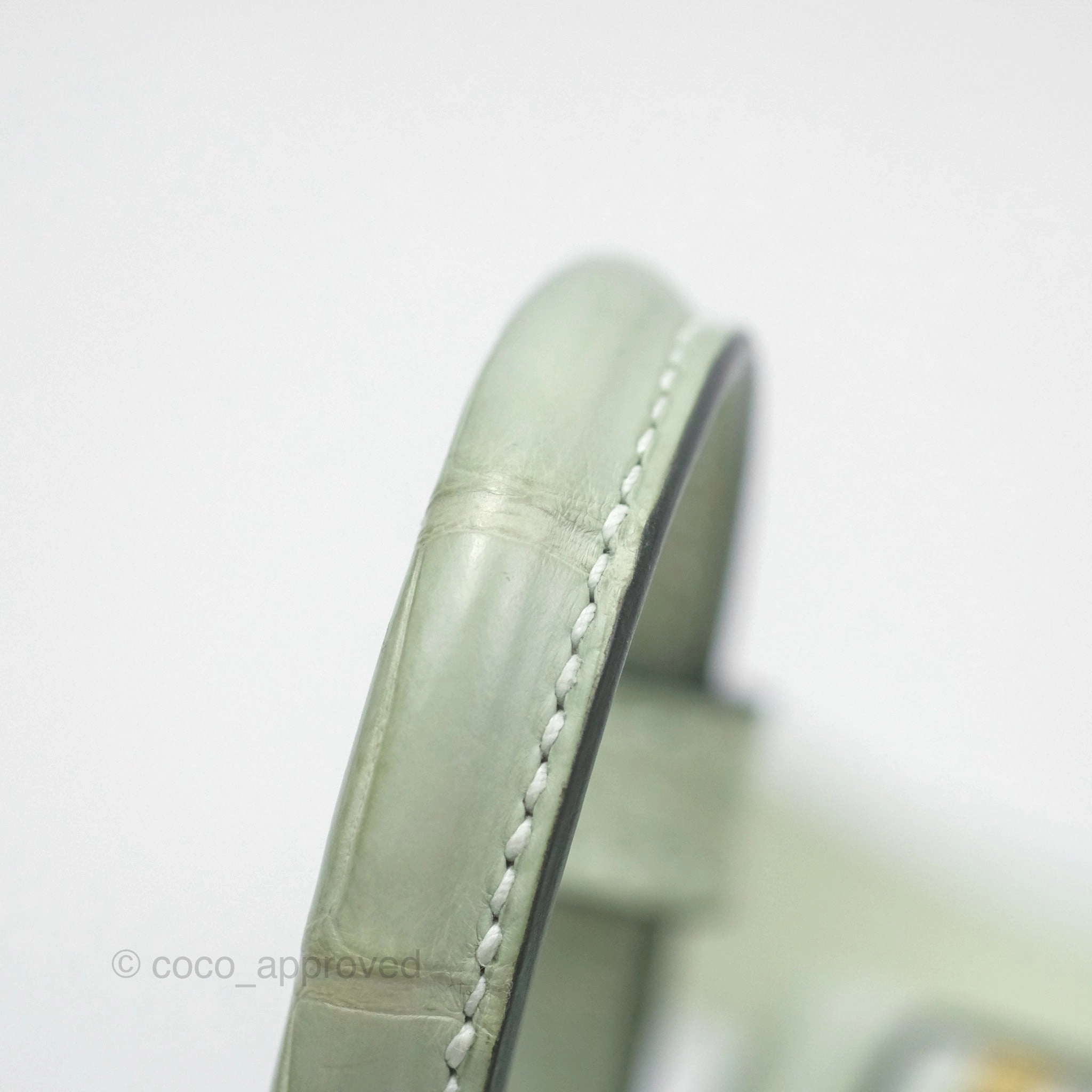Herms Mini Lindy Touch Vert Fizz 0S Swift Alligator Handle Gold Hardware