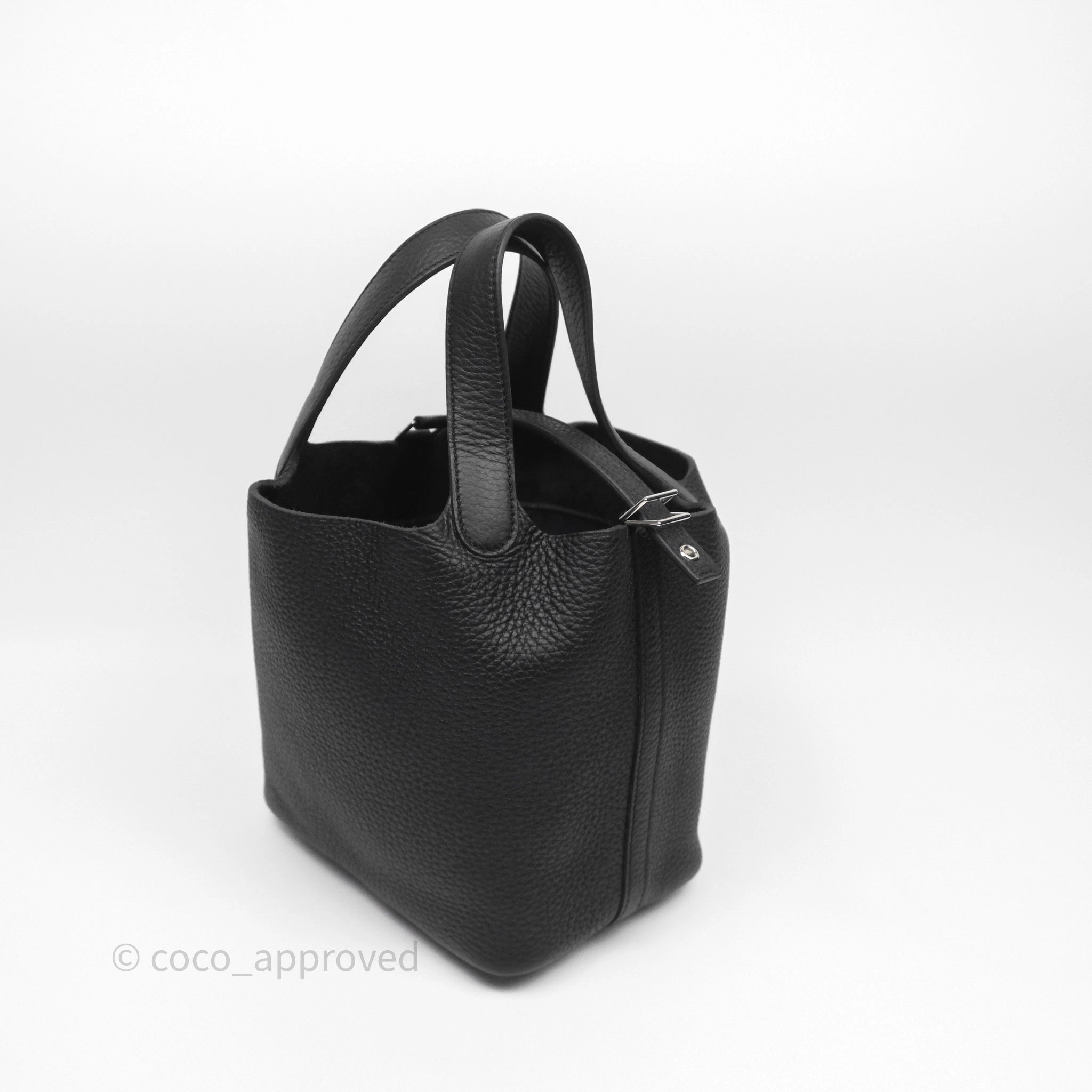 Herms Picotin 18 Black Noir 89 Clemence Palladium Hardware