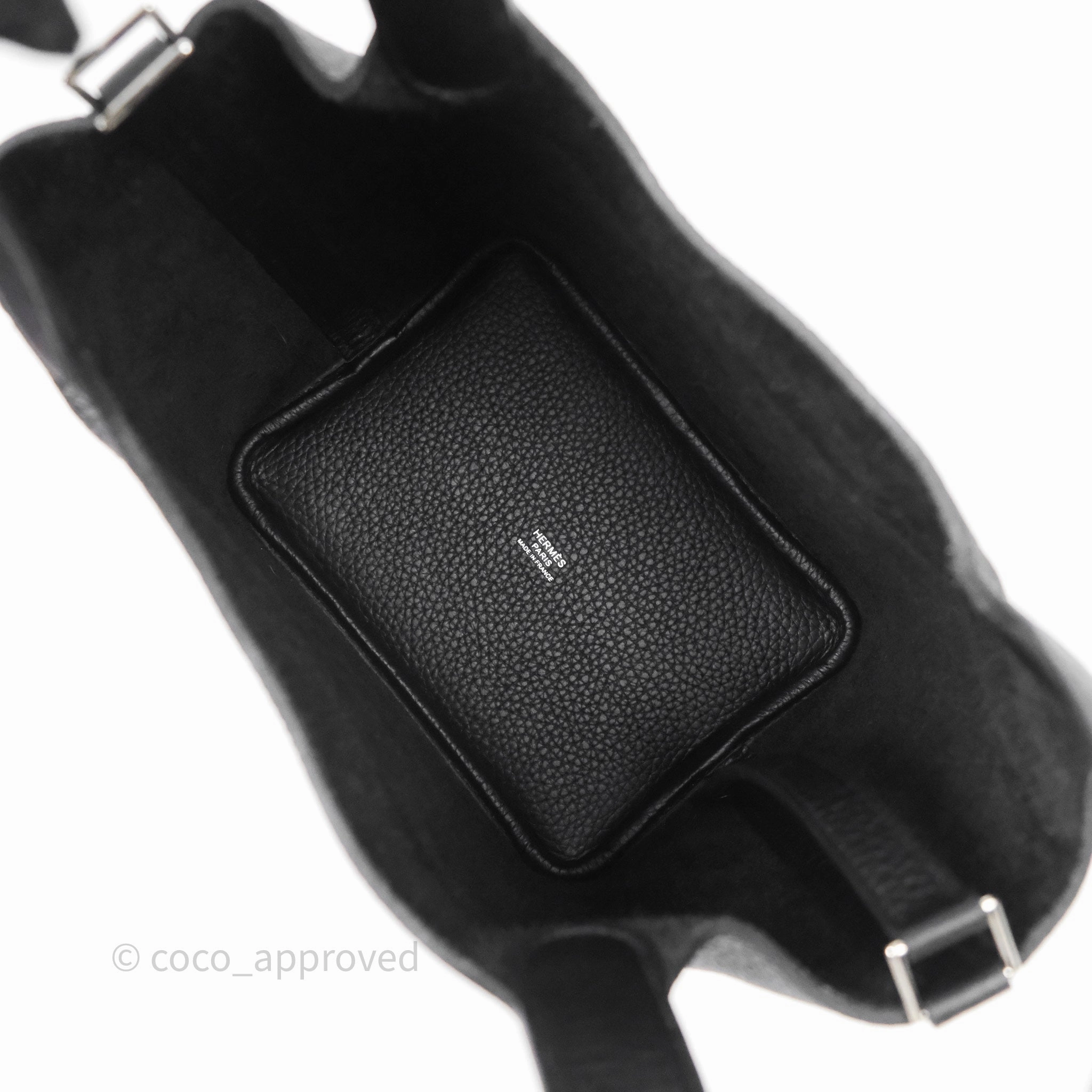 Herms Picotin 18 Black Noir 89 Clemence Palladium Hardware