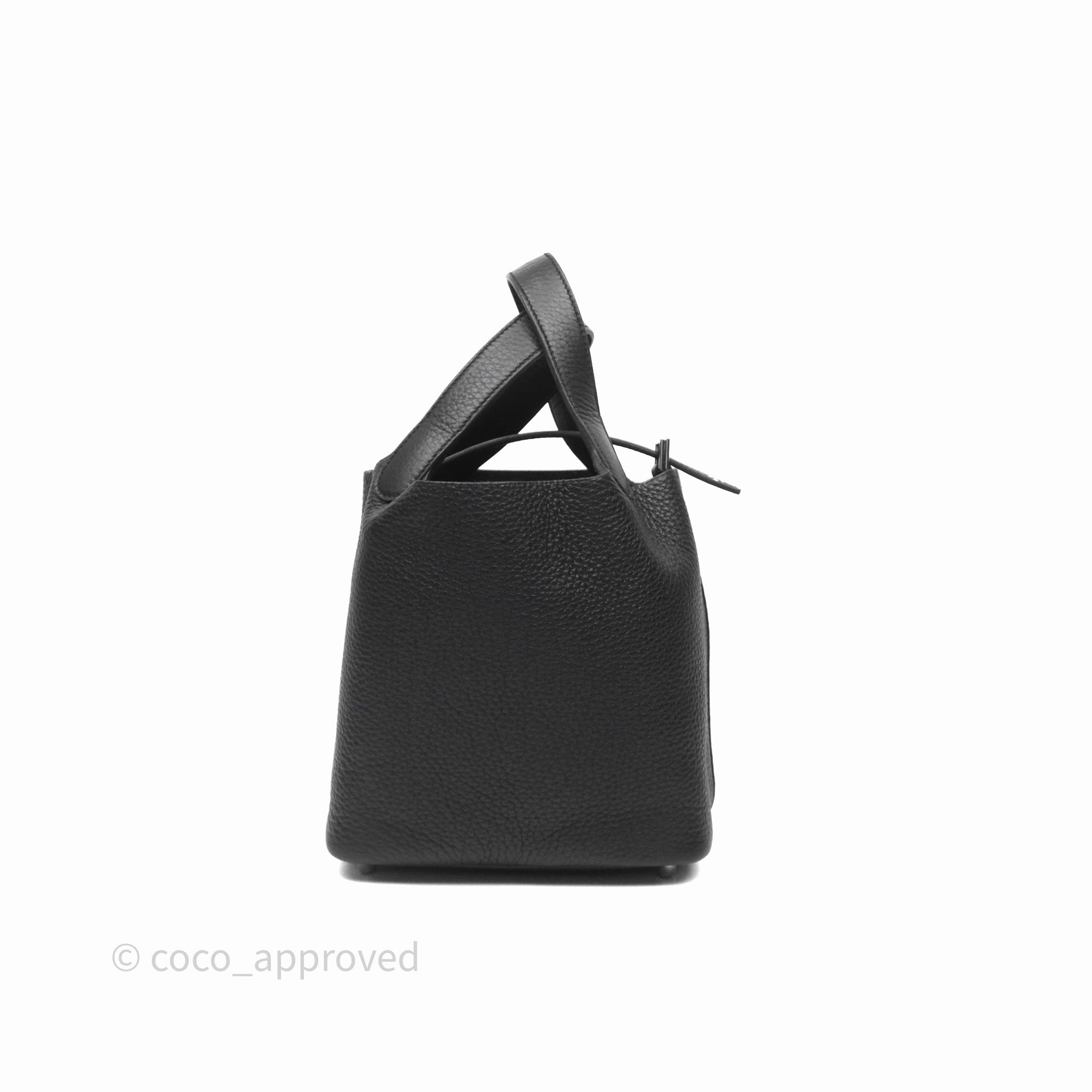 Herms Picotin 18 Black Noir 89 Clemence Palladium Hardware