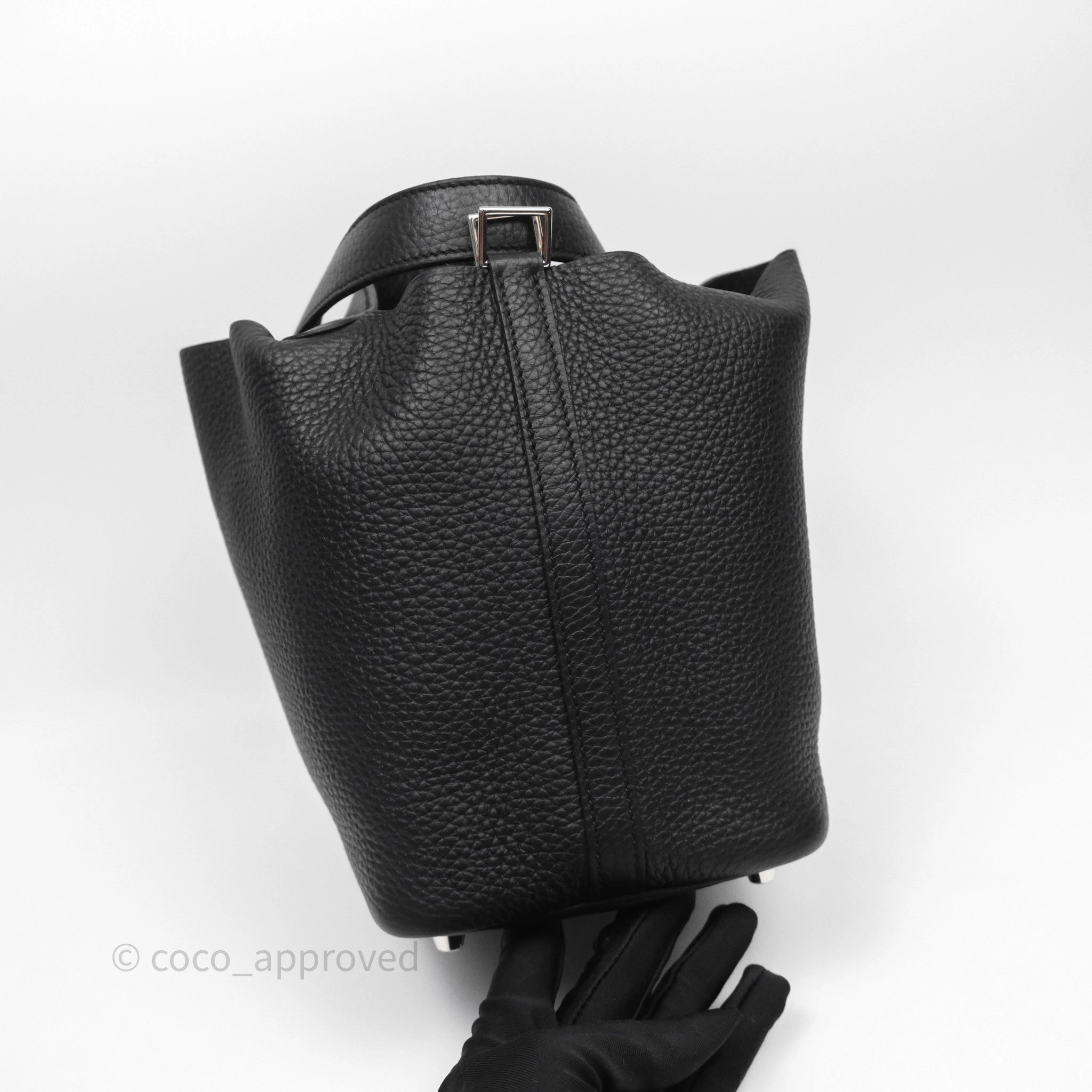 Herms Picotin 18 Black Noir 89 Clemence Palladium Hardware