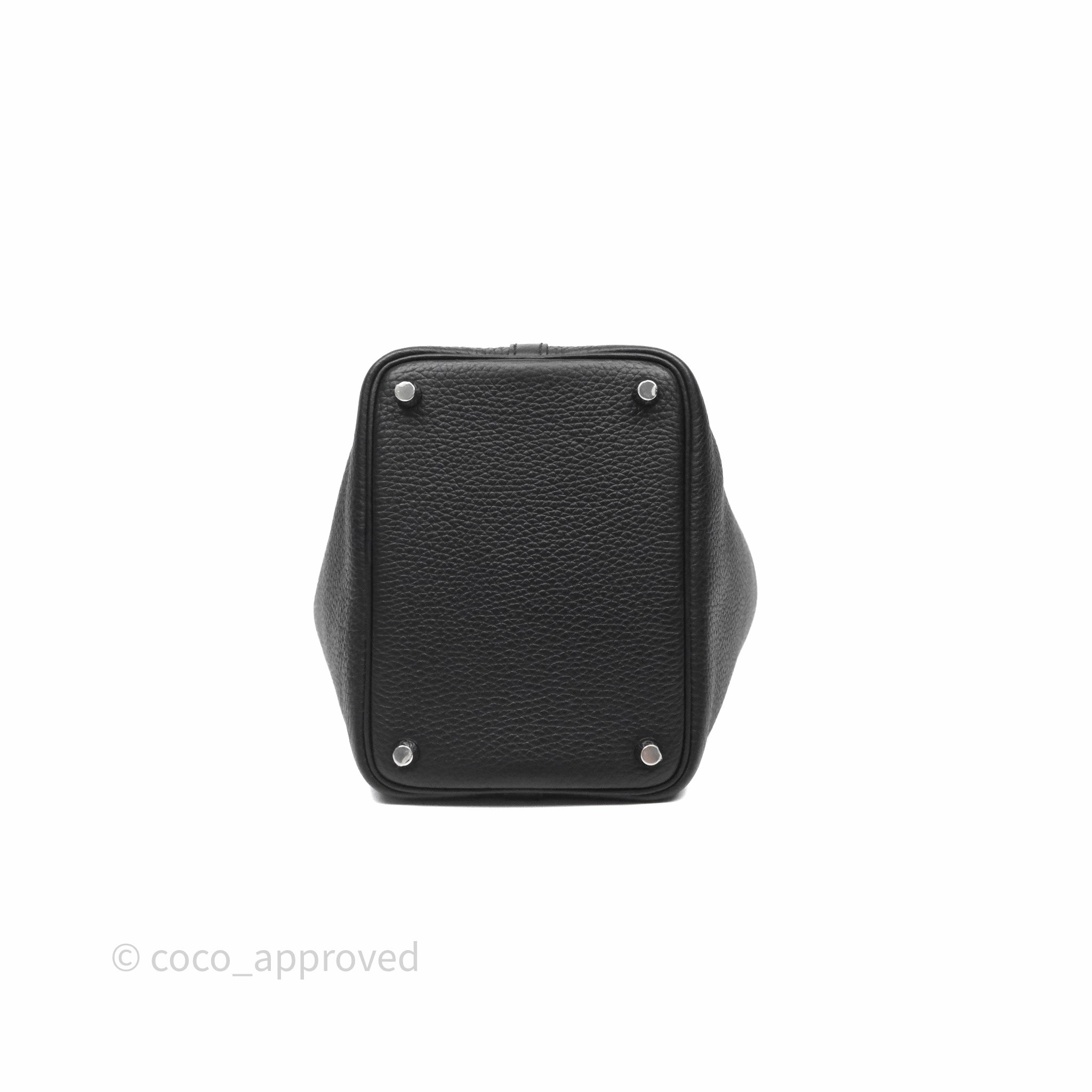 Herms Picotin 18 Black Noir 89 Clemence Palladium Hardware