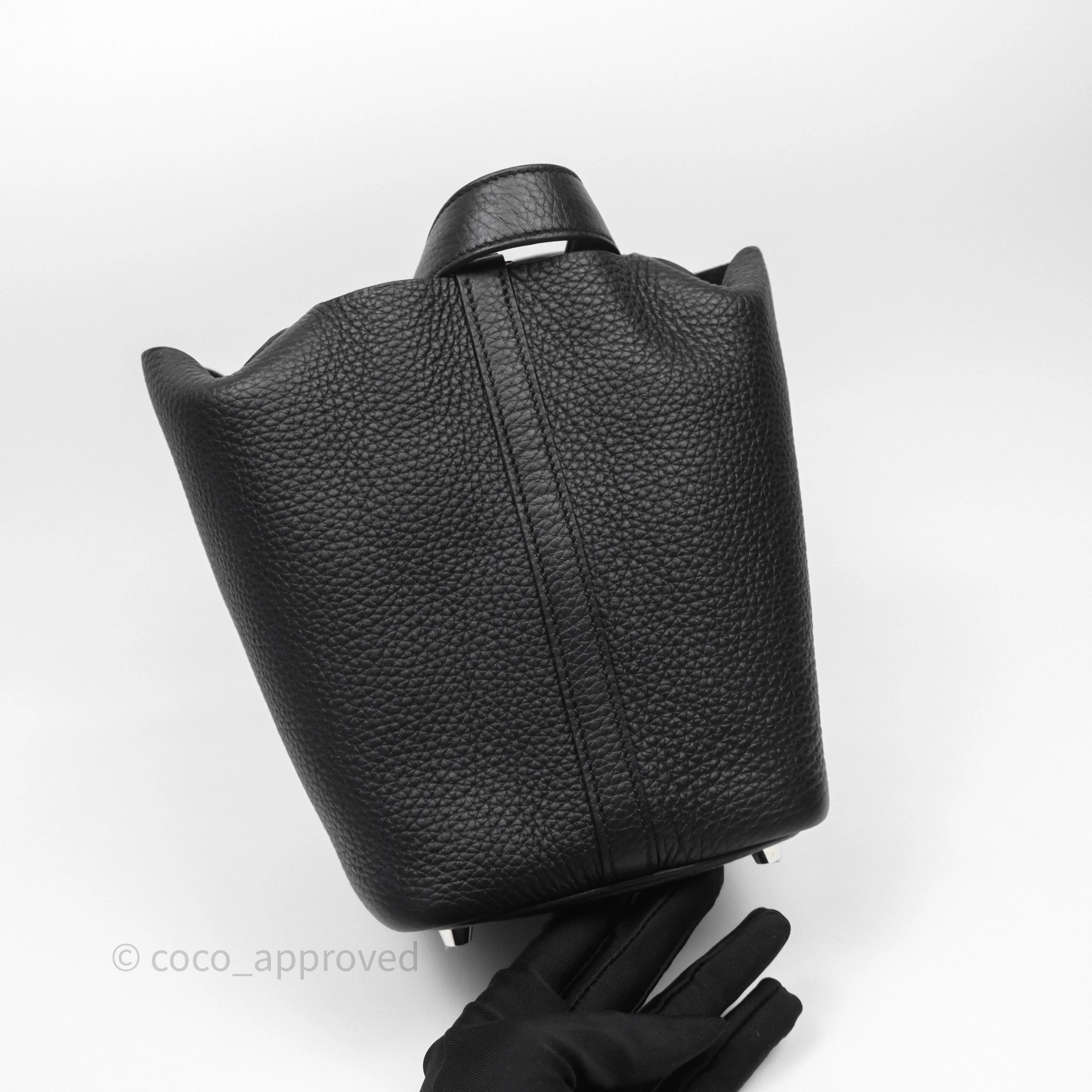 Herms Picotin 18 Black Noir 89 Clemence Palladium Hardware