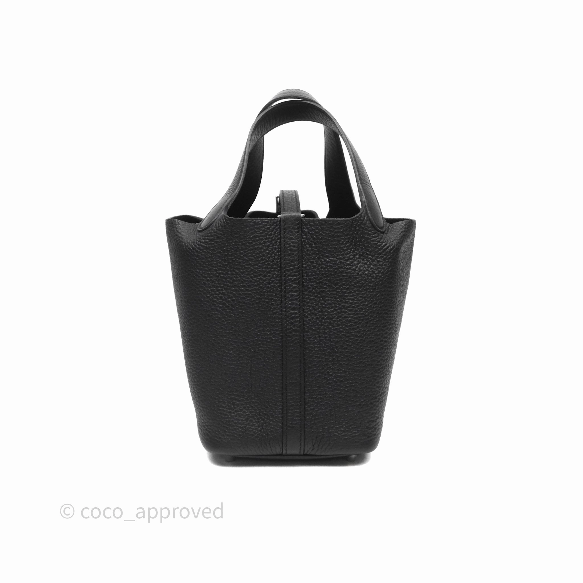Herms Picotin 18 Black Noir 89 Clemence Palladium Hardware