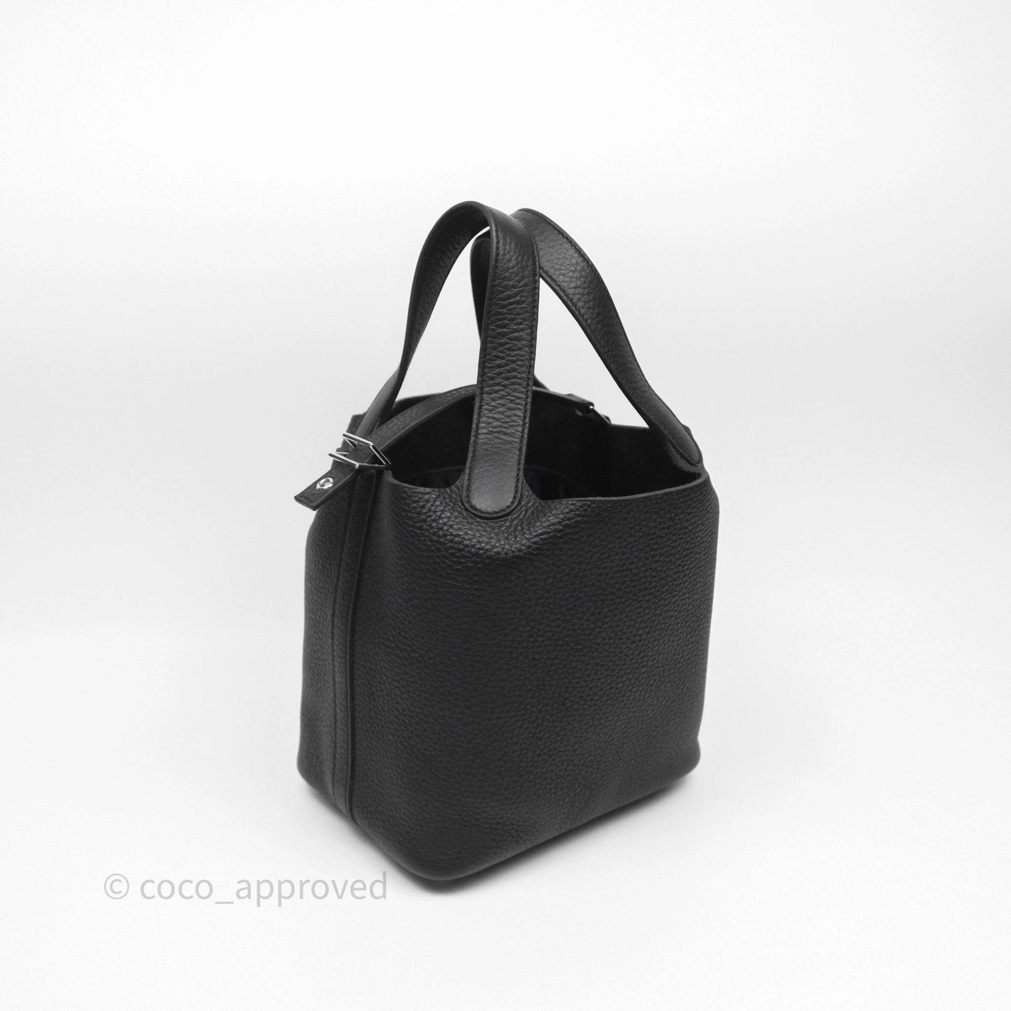 Herms Picotin 18 Black Noir 89 Clemence Palladium Hardware
