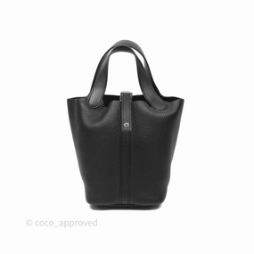 Herms Picotin 18 Black Noir 89 Clemence Palladium Hardware