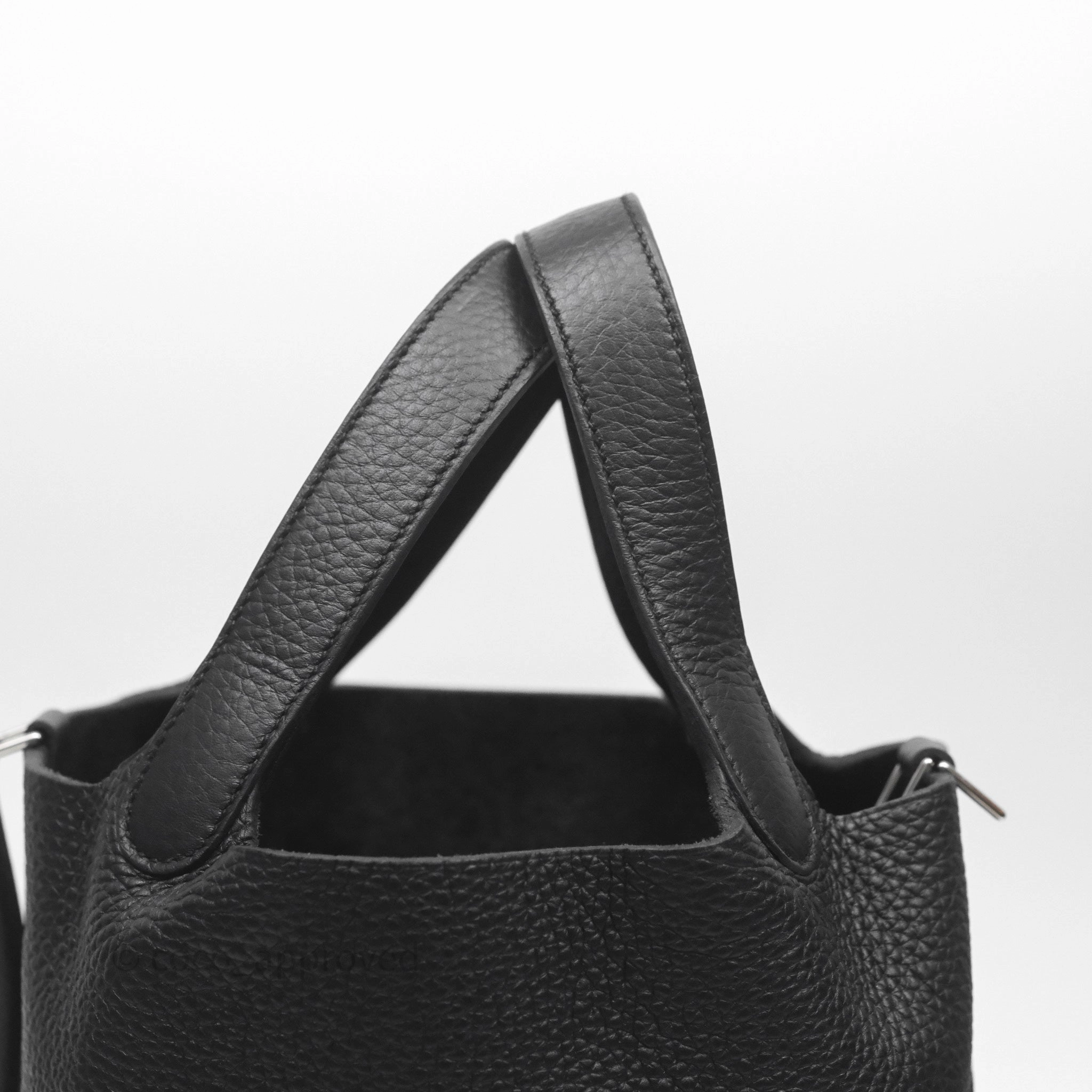 Herms Picotin 18 Black Noir 89 Clemence Palladium Hardware