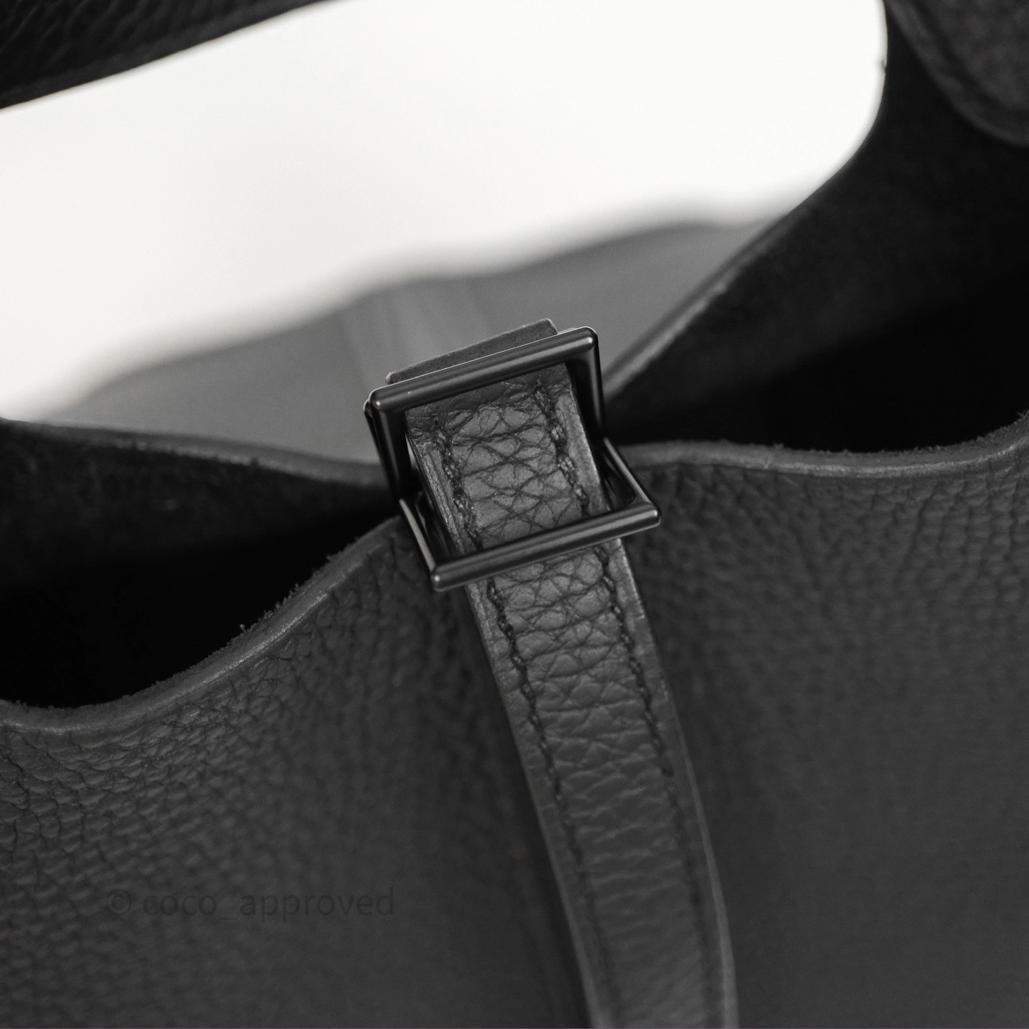 Herms Picotin 18 Black Noir Clemence So Black Hardware
