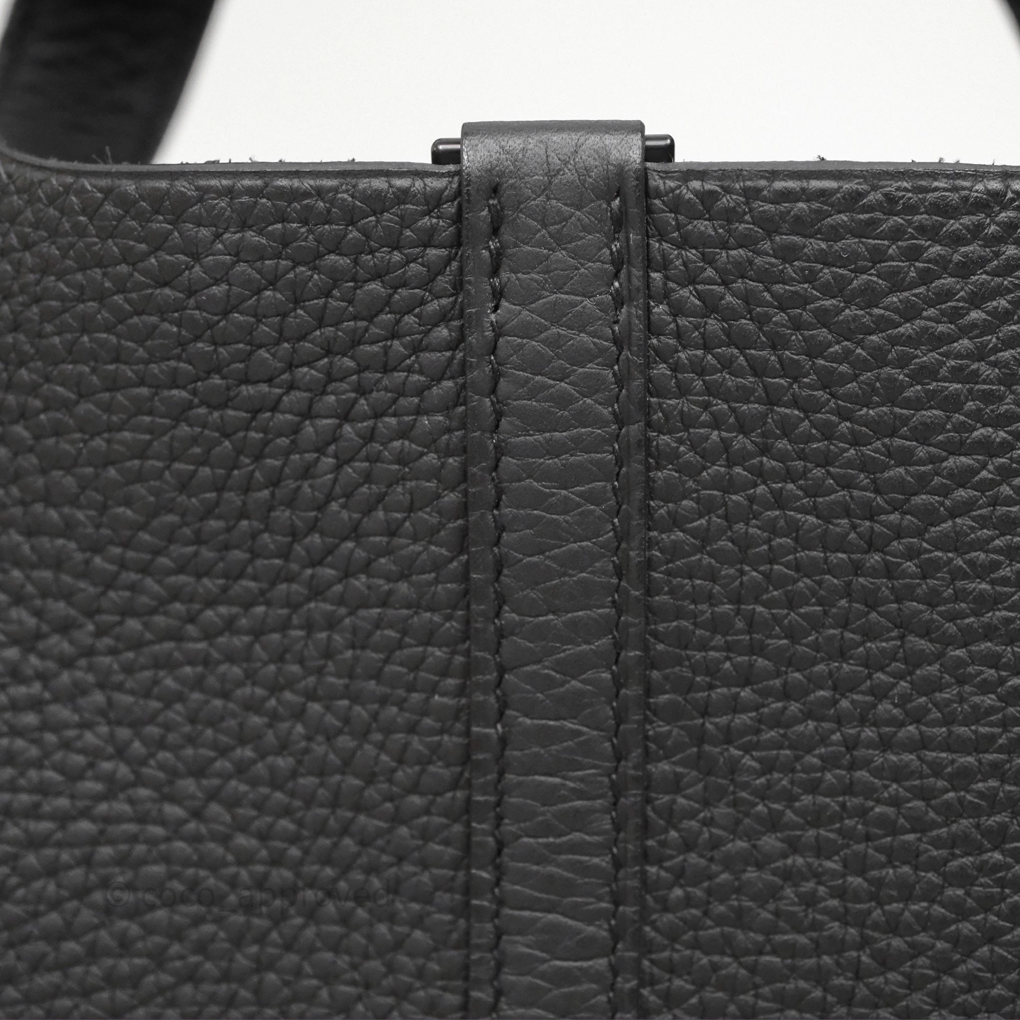 Herms Picotin 18 Black Noir Clemence So Black Hardware