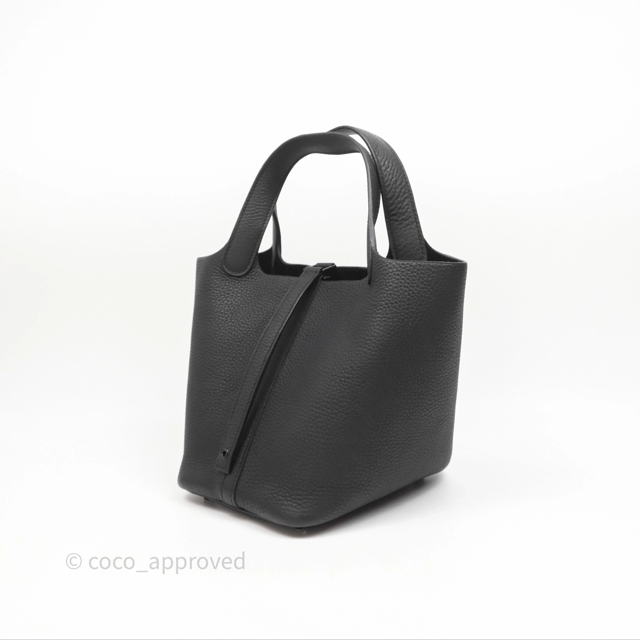 Herms Picotin 18 Black Noir Clemence So Black Hardware