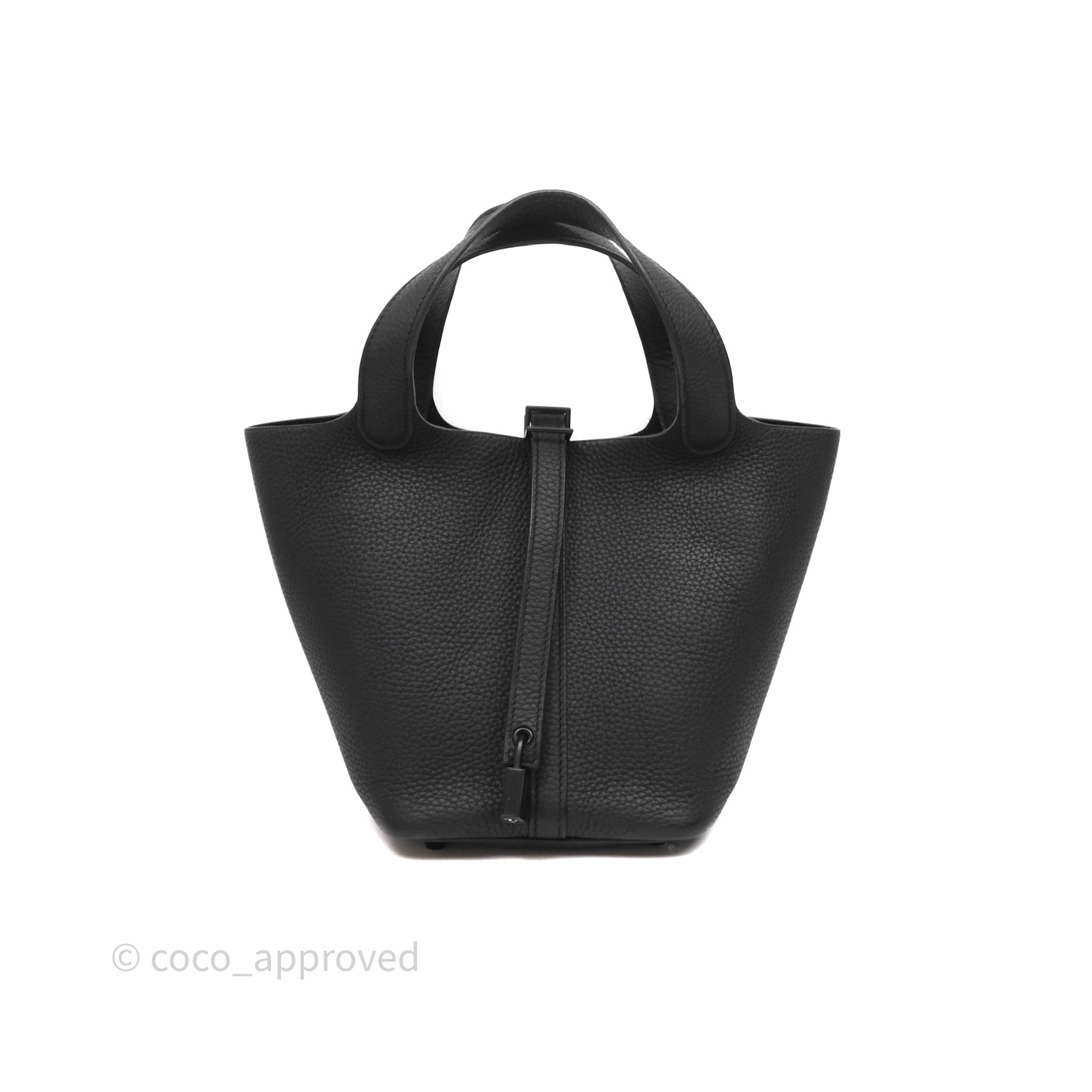 Herms Picotin 18 Black Noir Clemence So Black Hardware