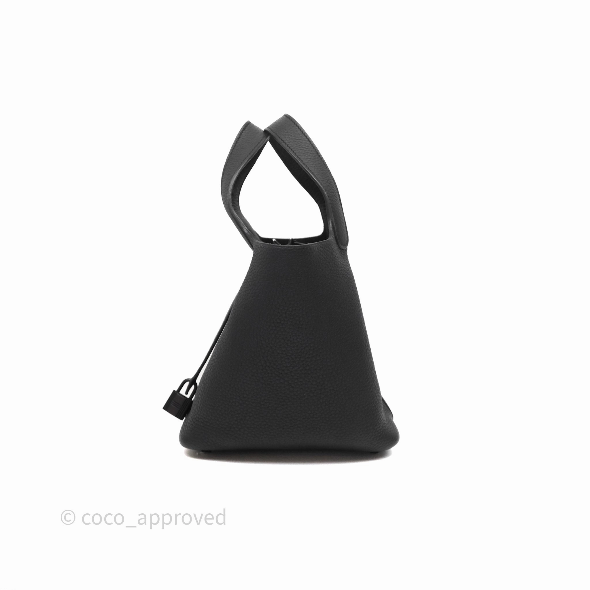 Herms Picotin 18 Black Noir Clemence So Black Hardware