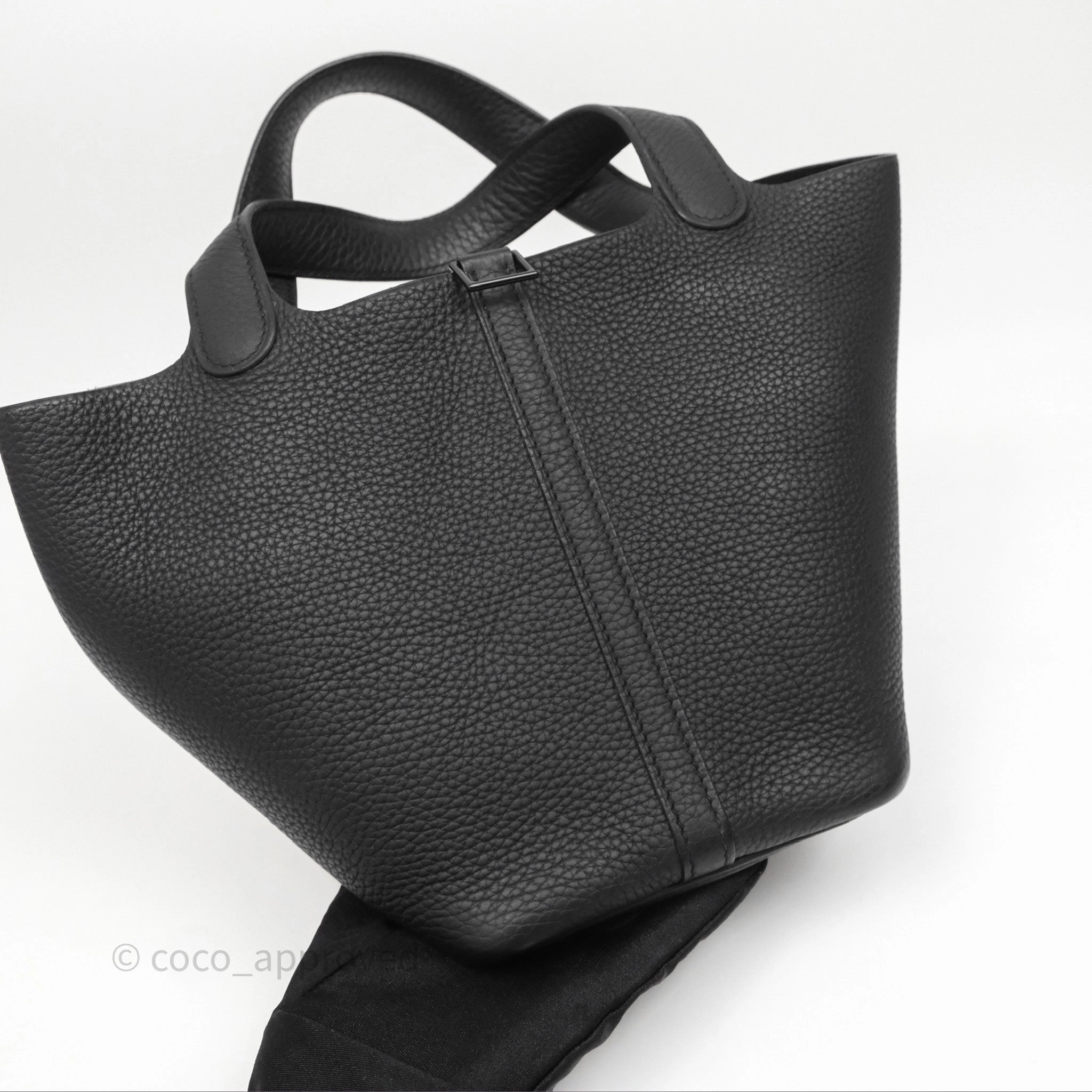 Herms Picotin 18 Black Noir Clemence So Black Hardware