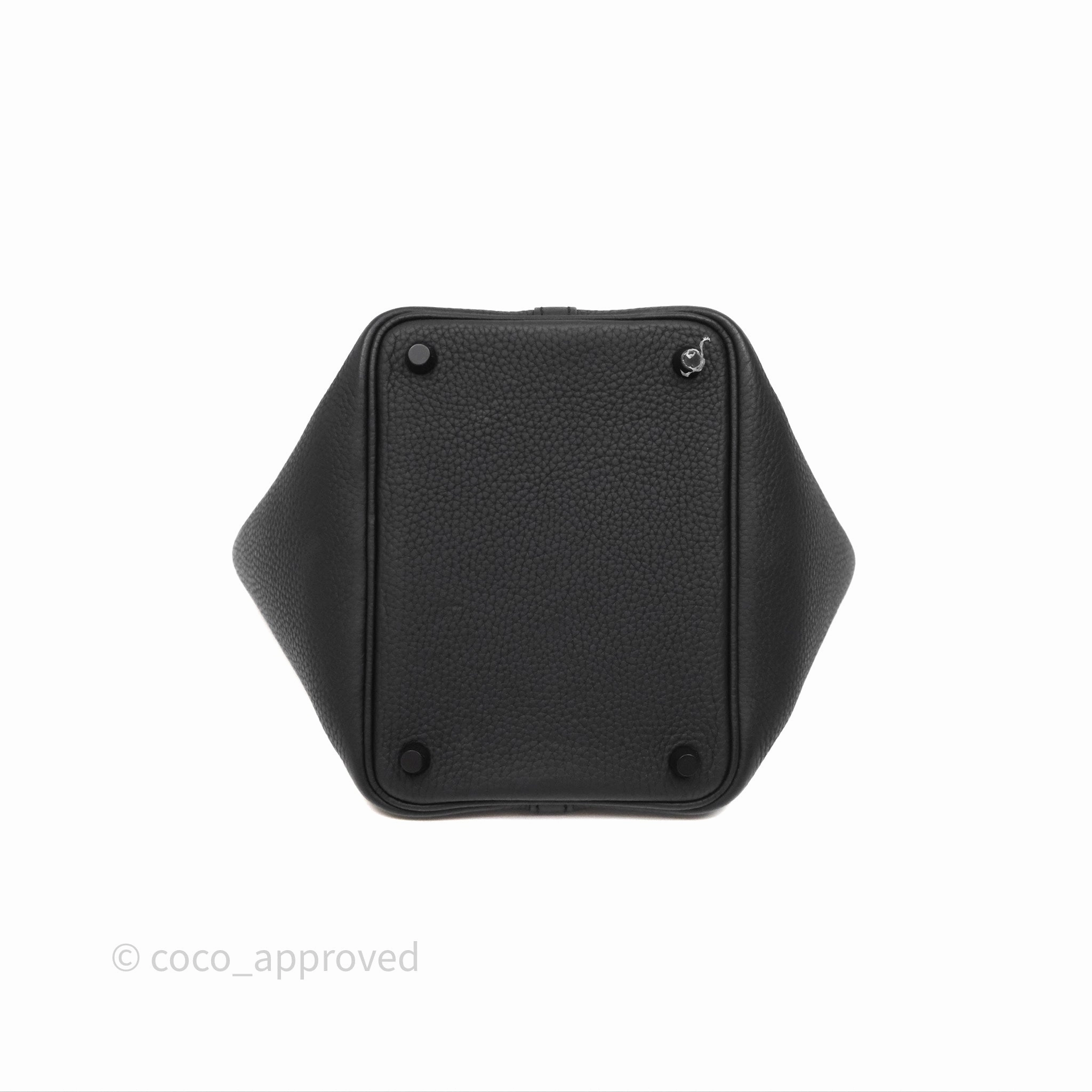 Herms Picotin 18 Black Noir Clemence So Black Hardware